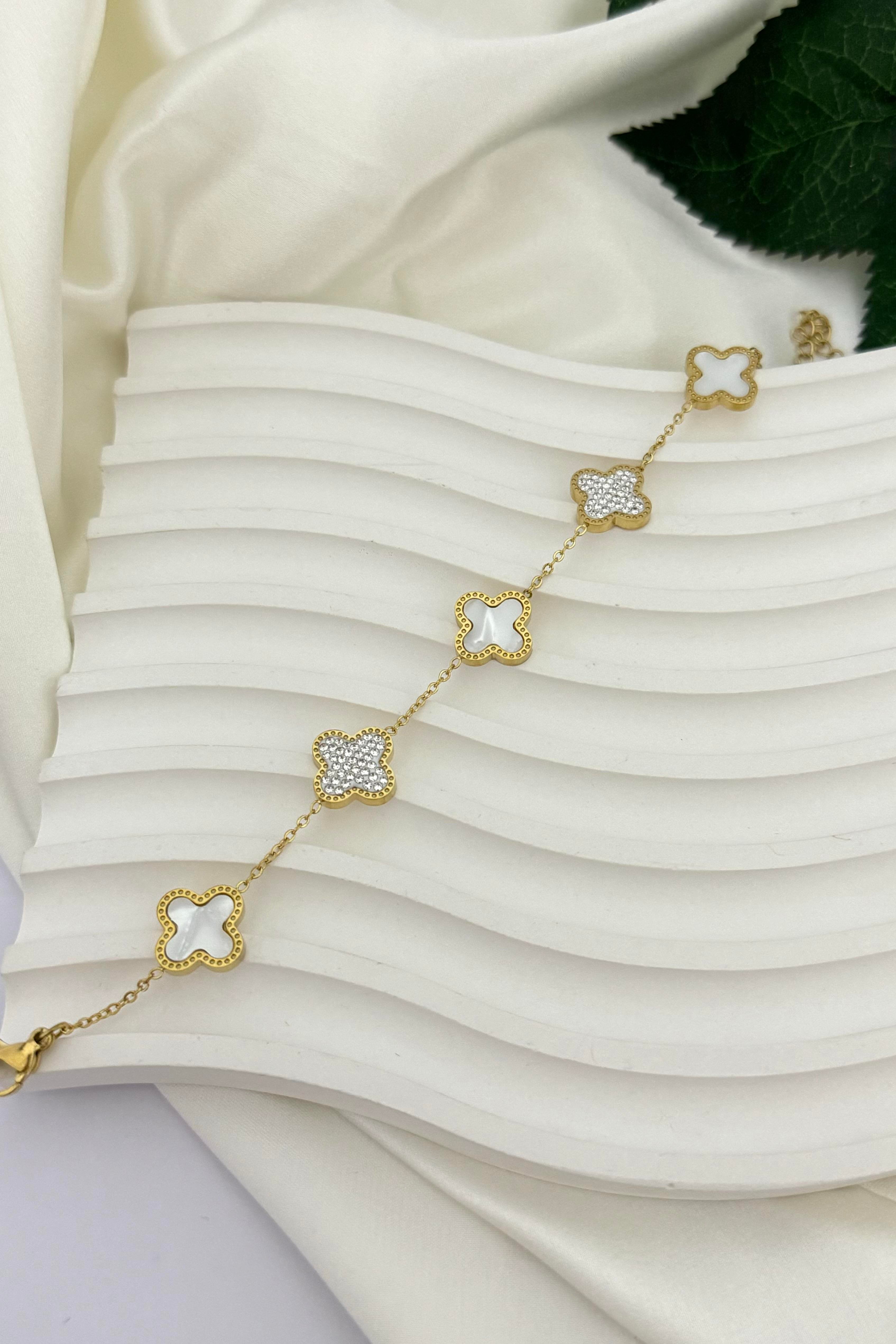Cleef White Taşlı Bileklik