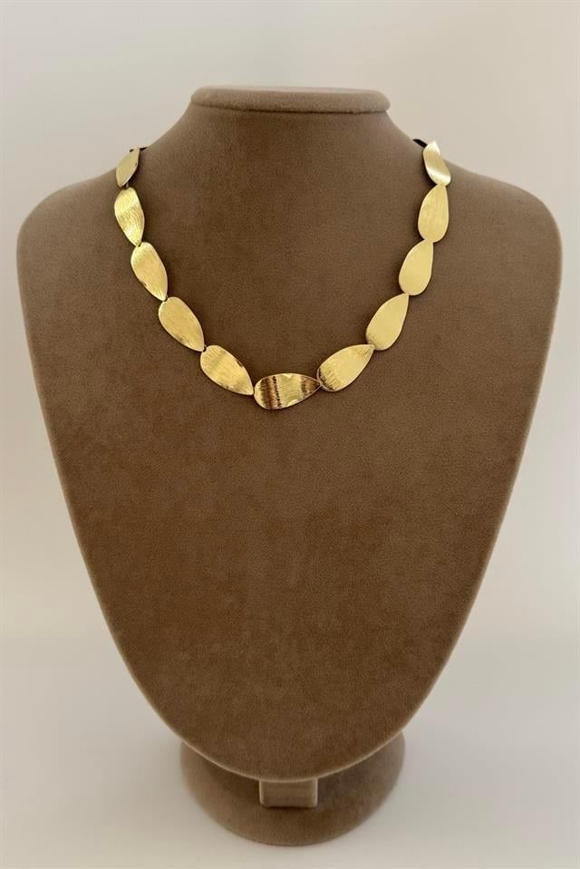 Damla Pul Motifli Gold Kolye