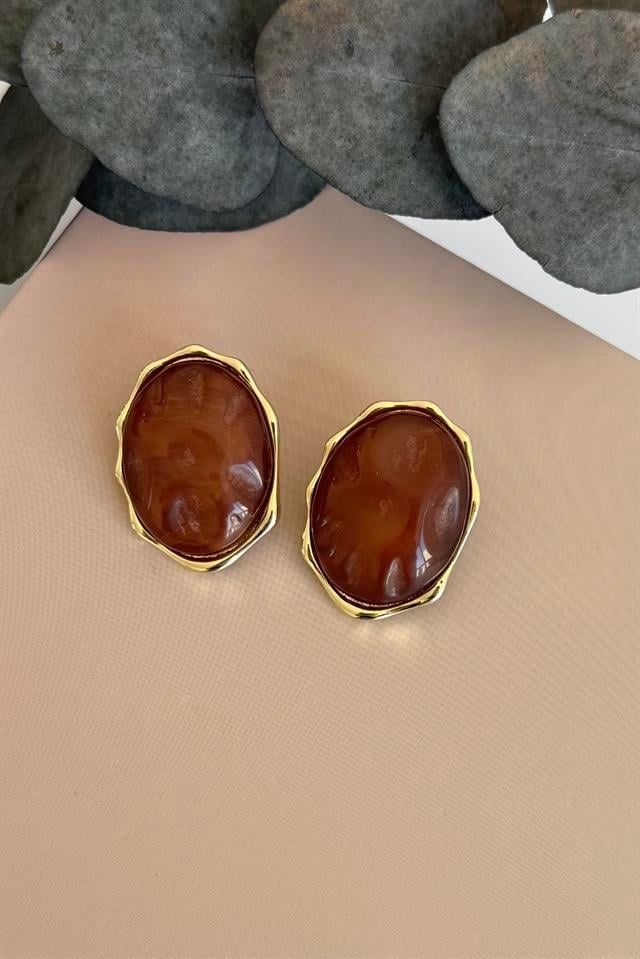 Oval Kahve Küpe