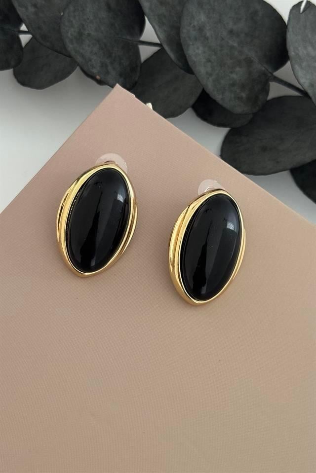 Oval Siyah Küpe