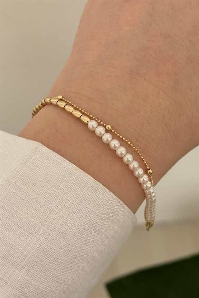 Perlune Vip Seri Gold Bileklik
