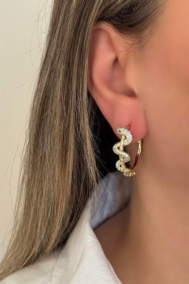 Taşlı Halka Vip Seri Küpe