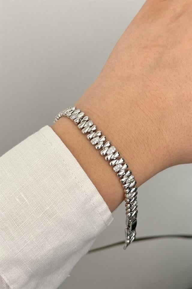 Taşlı Silver Vip Seri Bileklik