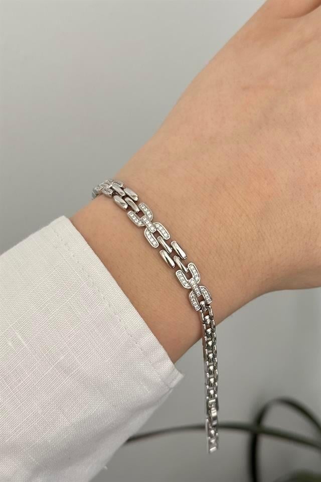 Taşlı Silver Vip Seri Bileklik