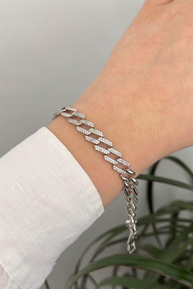 Taşlı Silver Vip Seri Bileklik