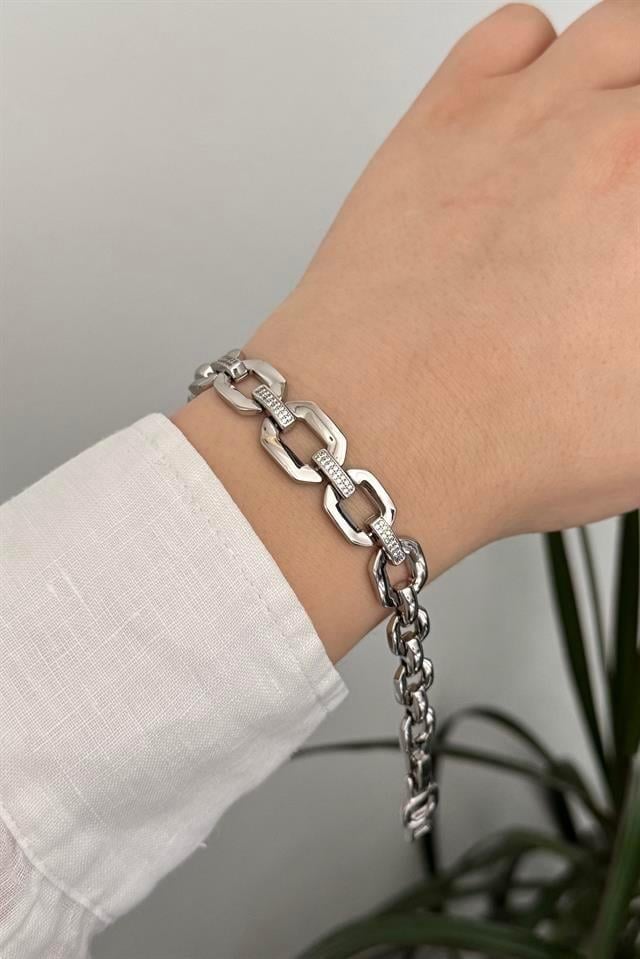 Taşlı Silver Vip Seri Bileklik
