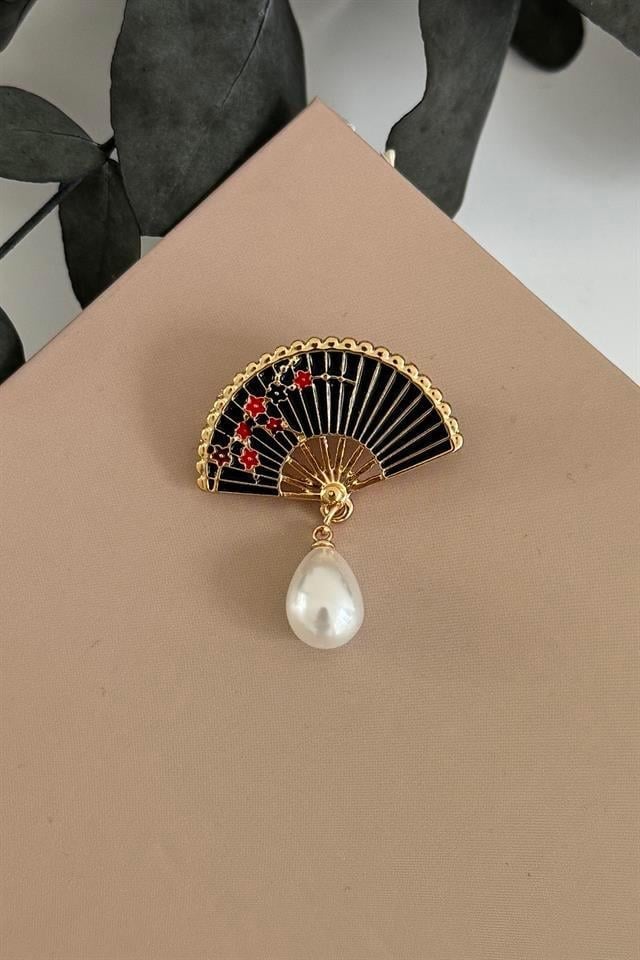 Yelpaze Motifli Broş
