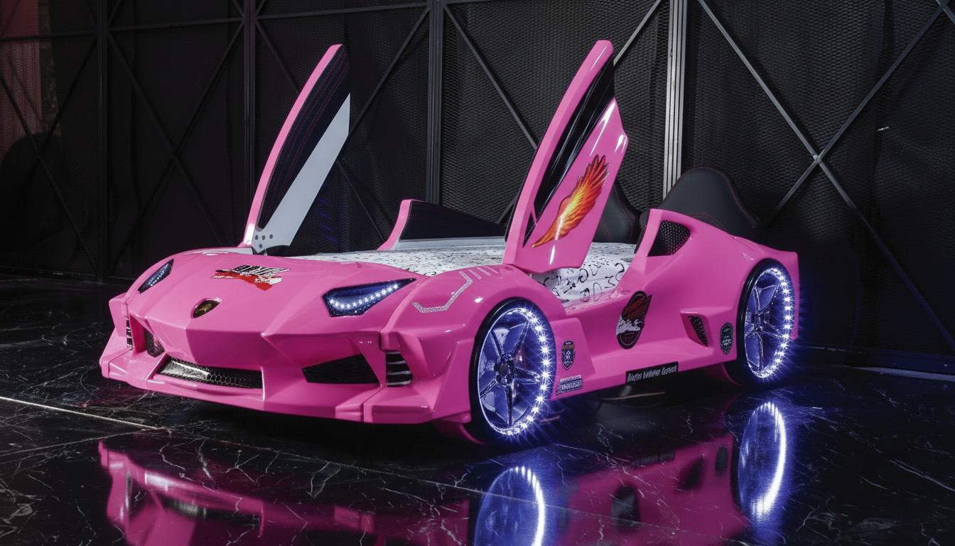 BORGHİ FULL ARABA YATAK KARYOLA PEMBE