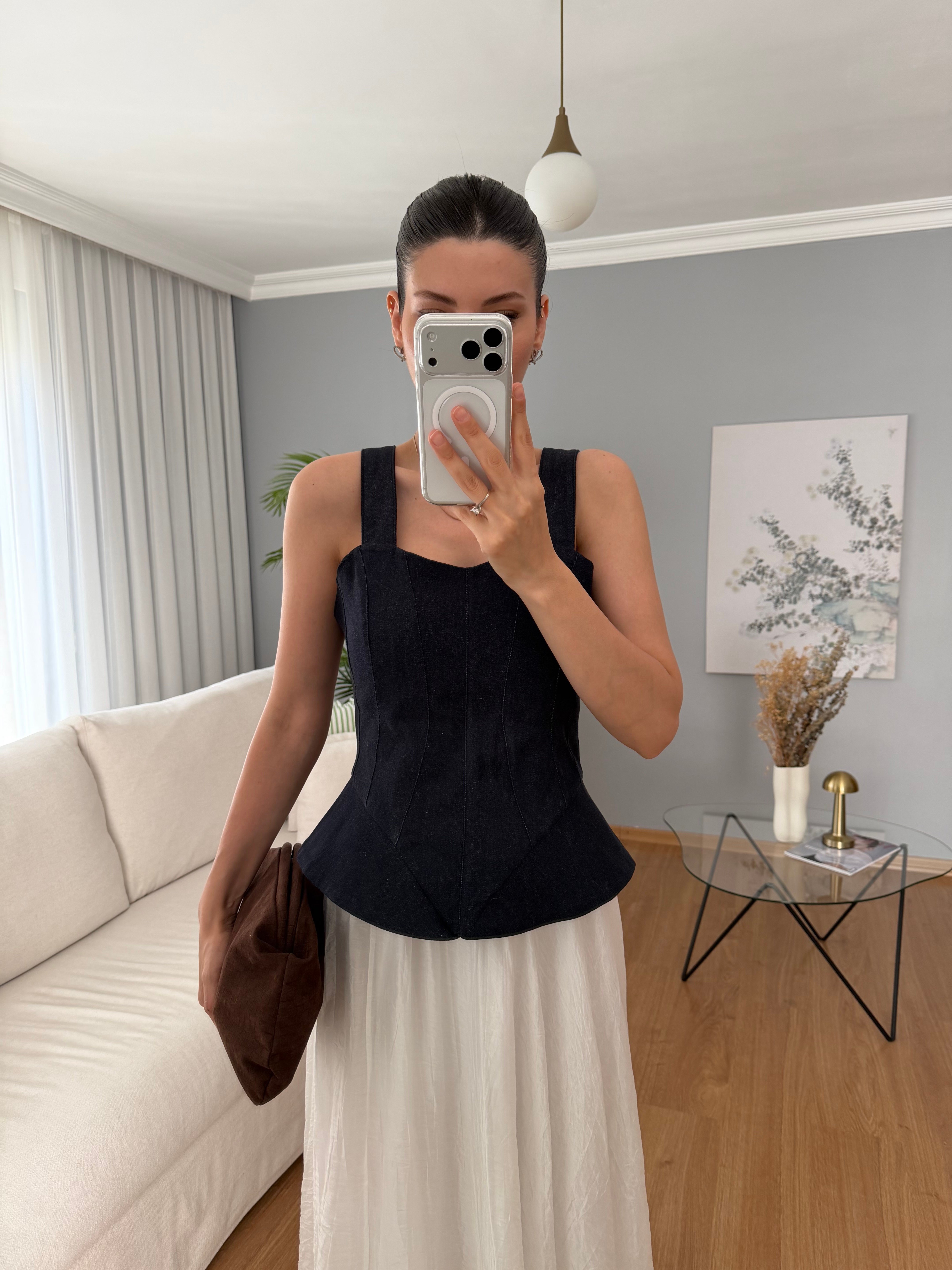 Balen Detaylı Denim Bluz