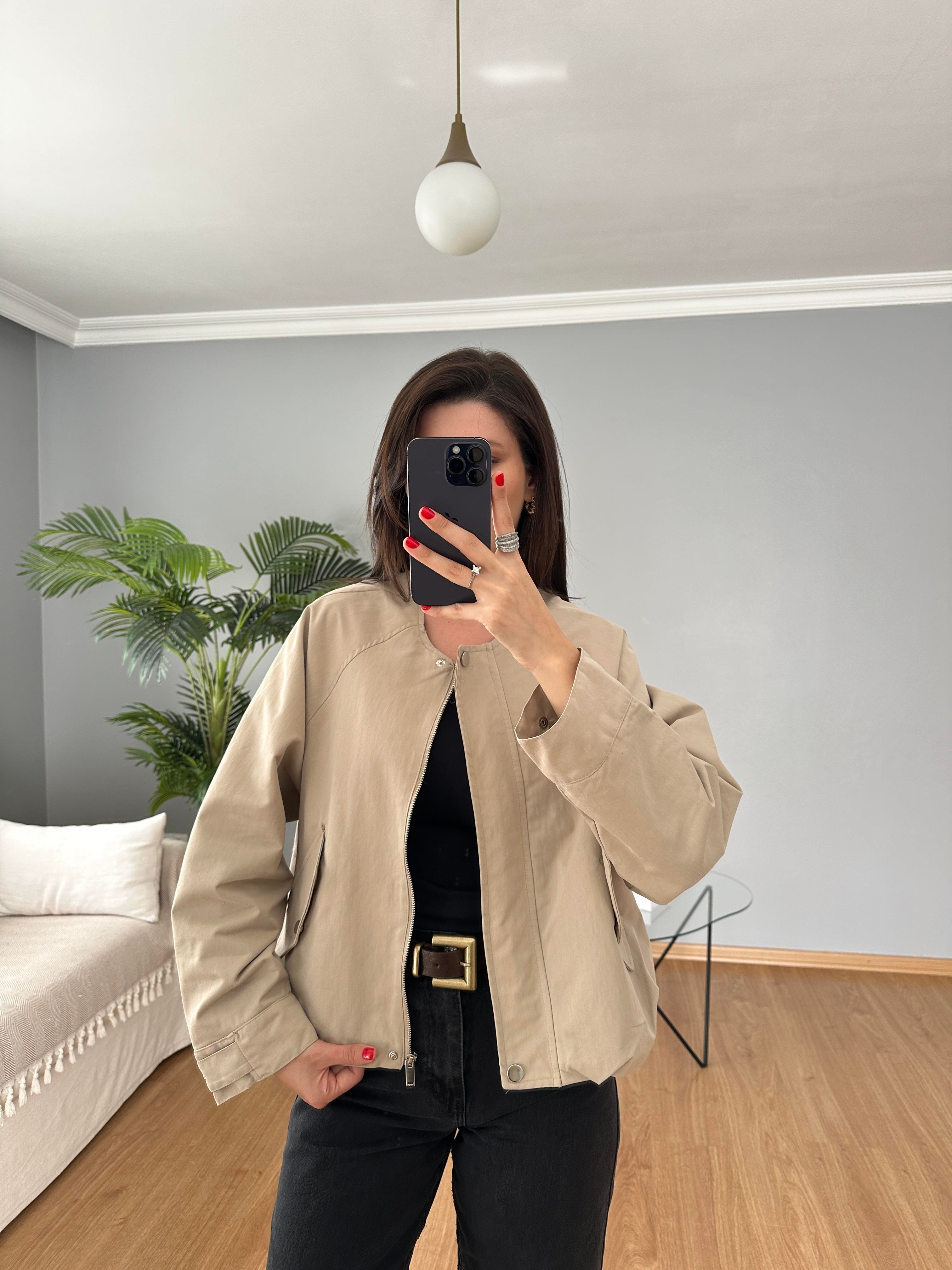 Bej Bomber Ceket
