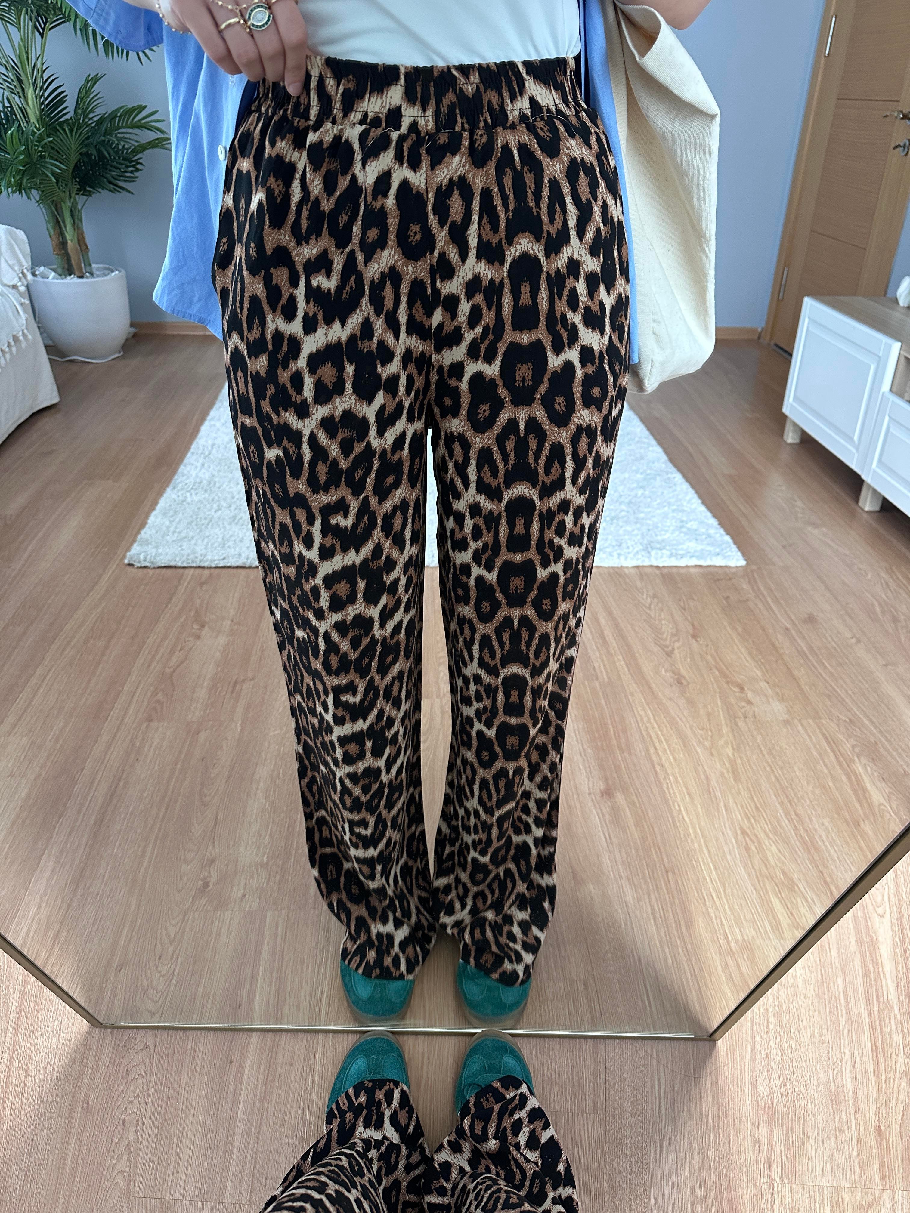 Beli Lastikli Leopar Pantolon