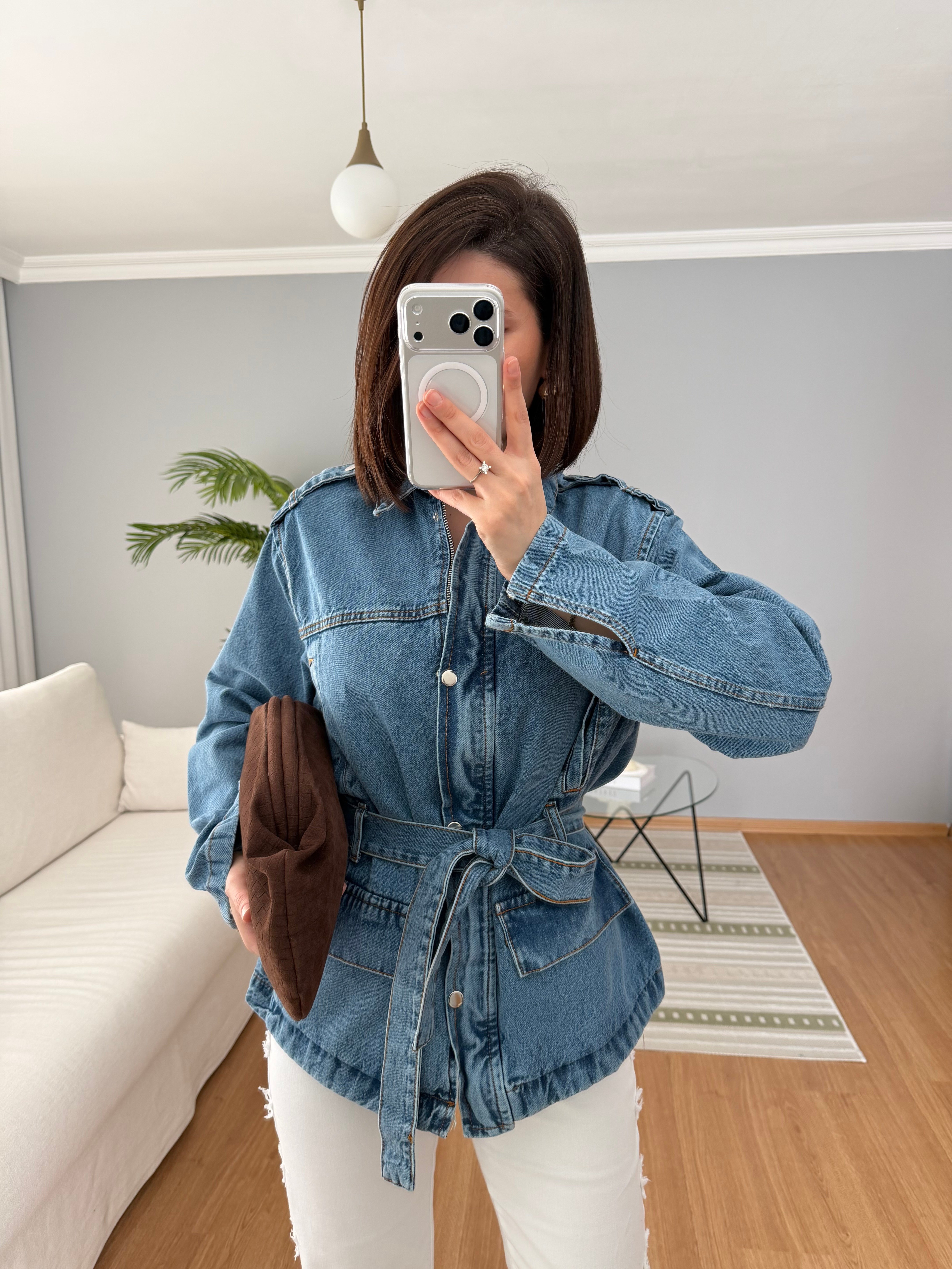 Calm Kuşaklı Denim Ceket 