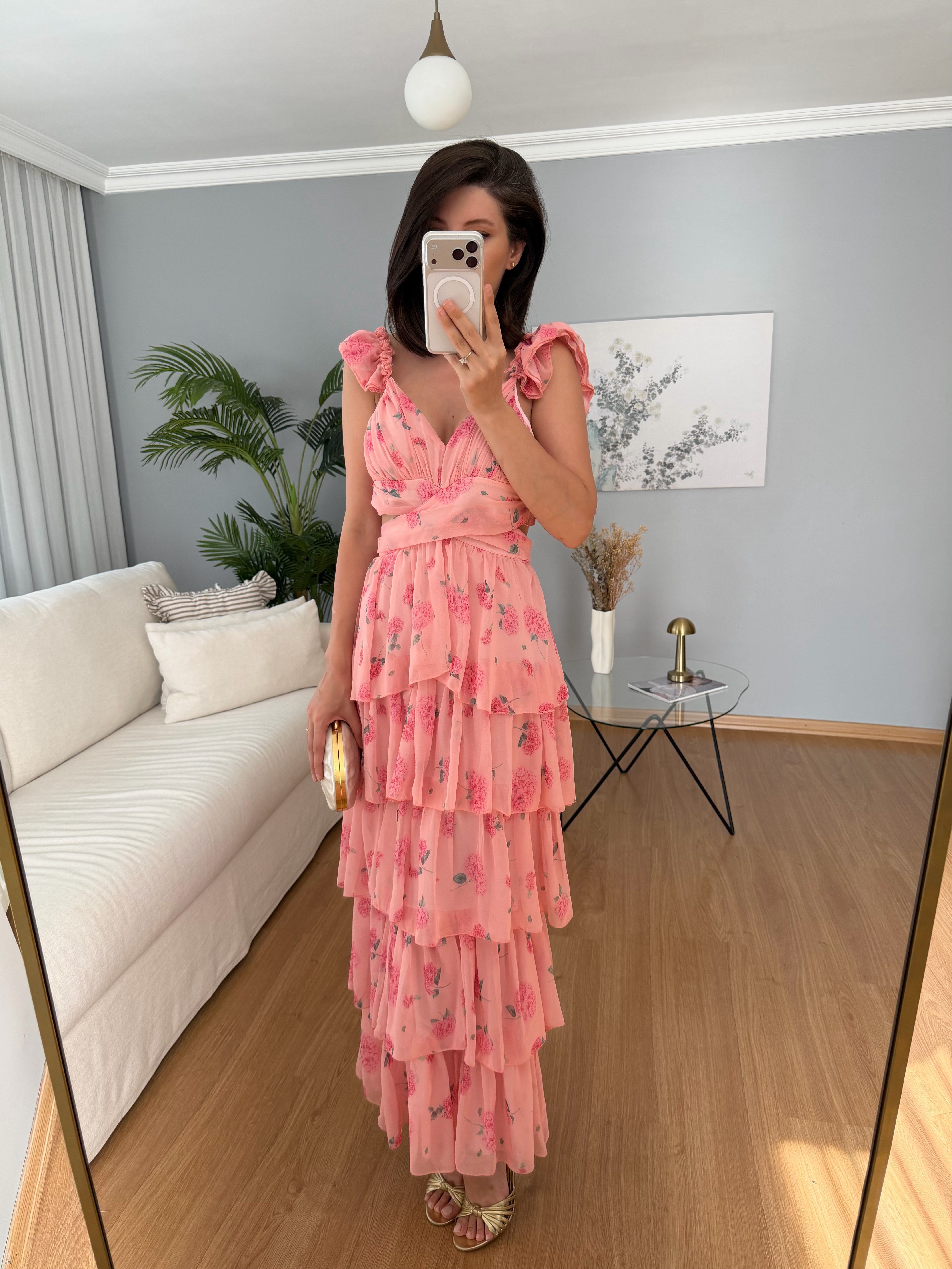Chiara Yanları Pencereli  Katlı Elbise 