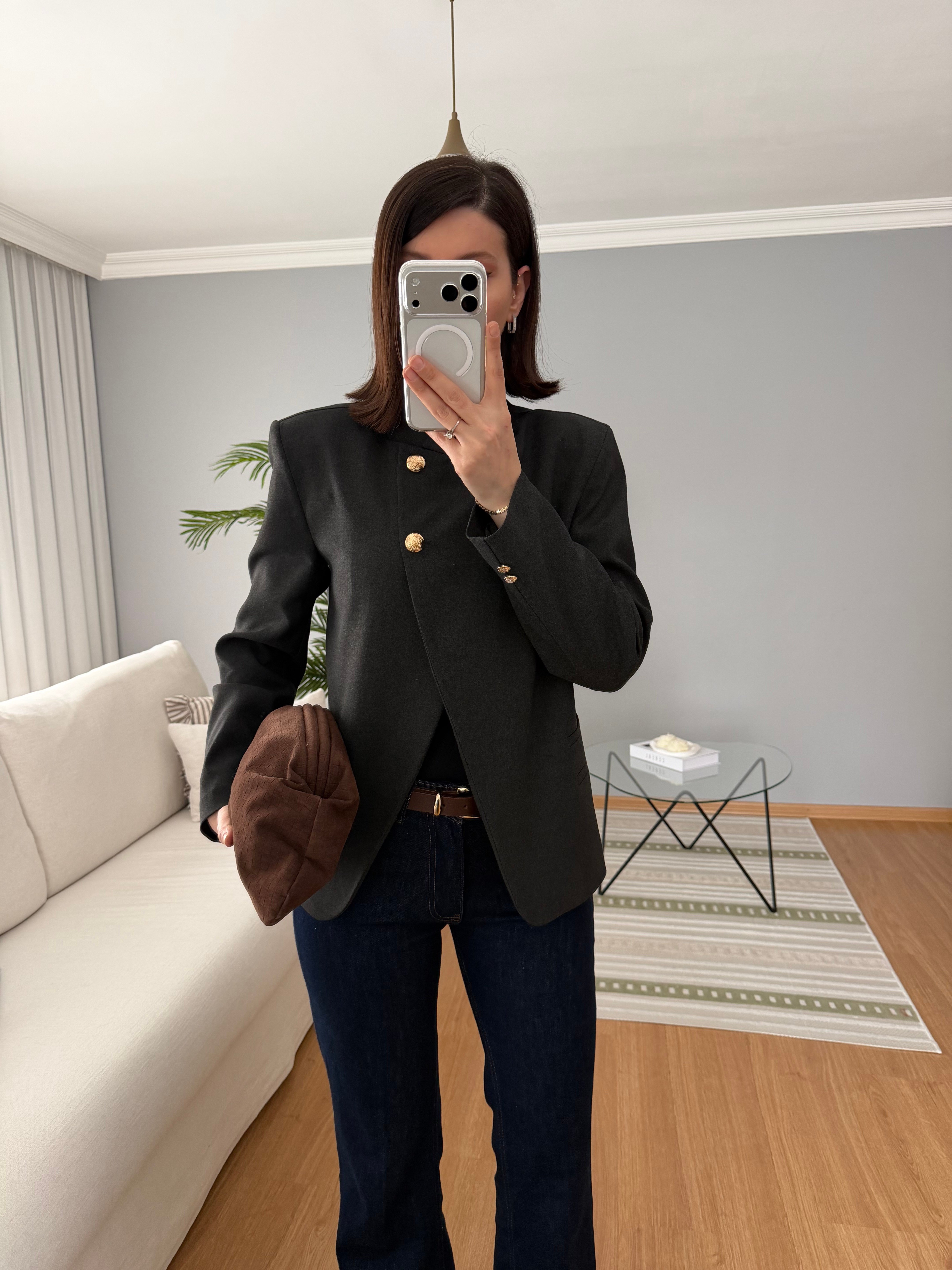 Çift Düğmeli Siyah Ceket