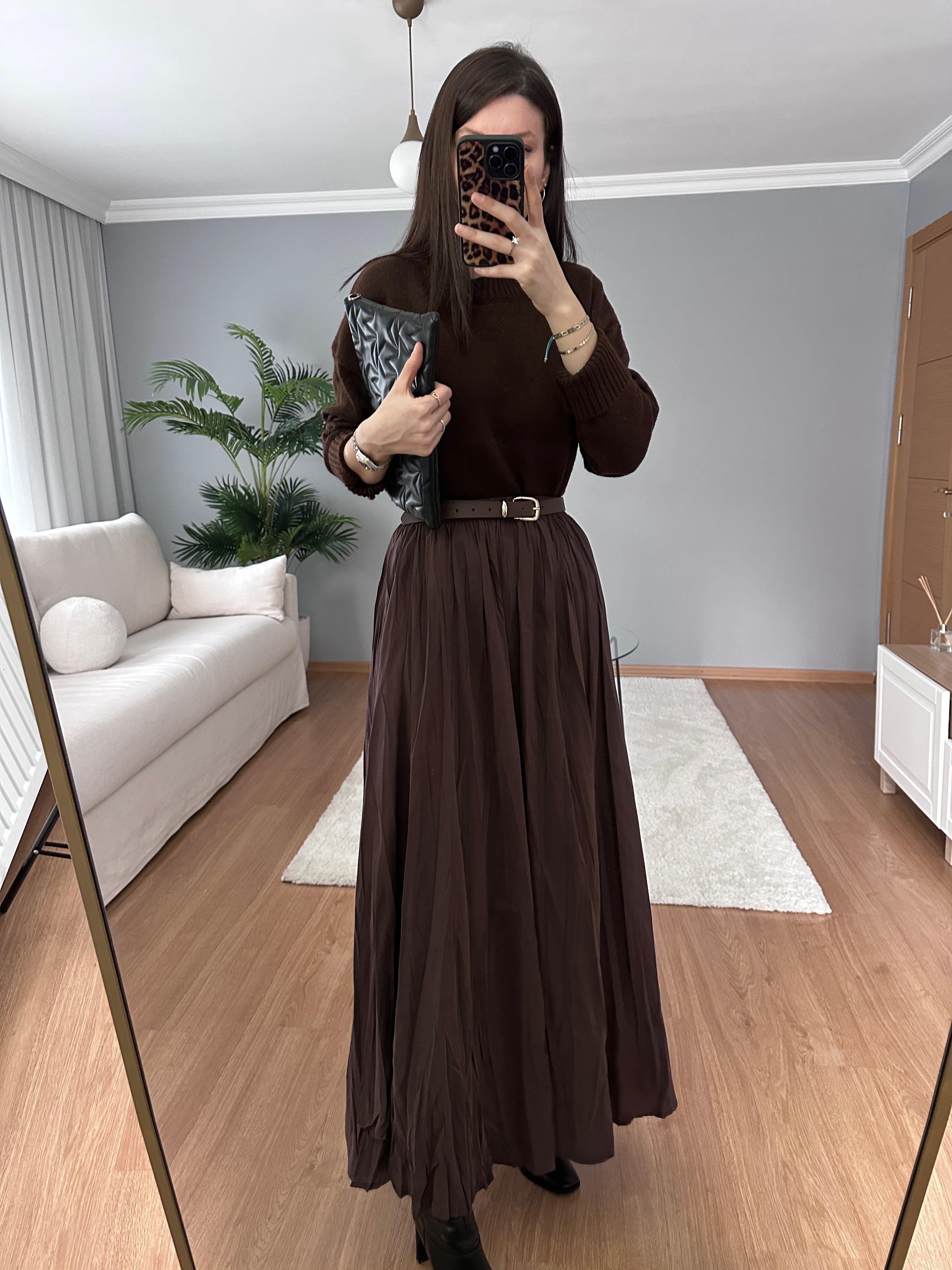 Cinda Kahve Rengi Etek 