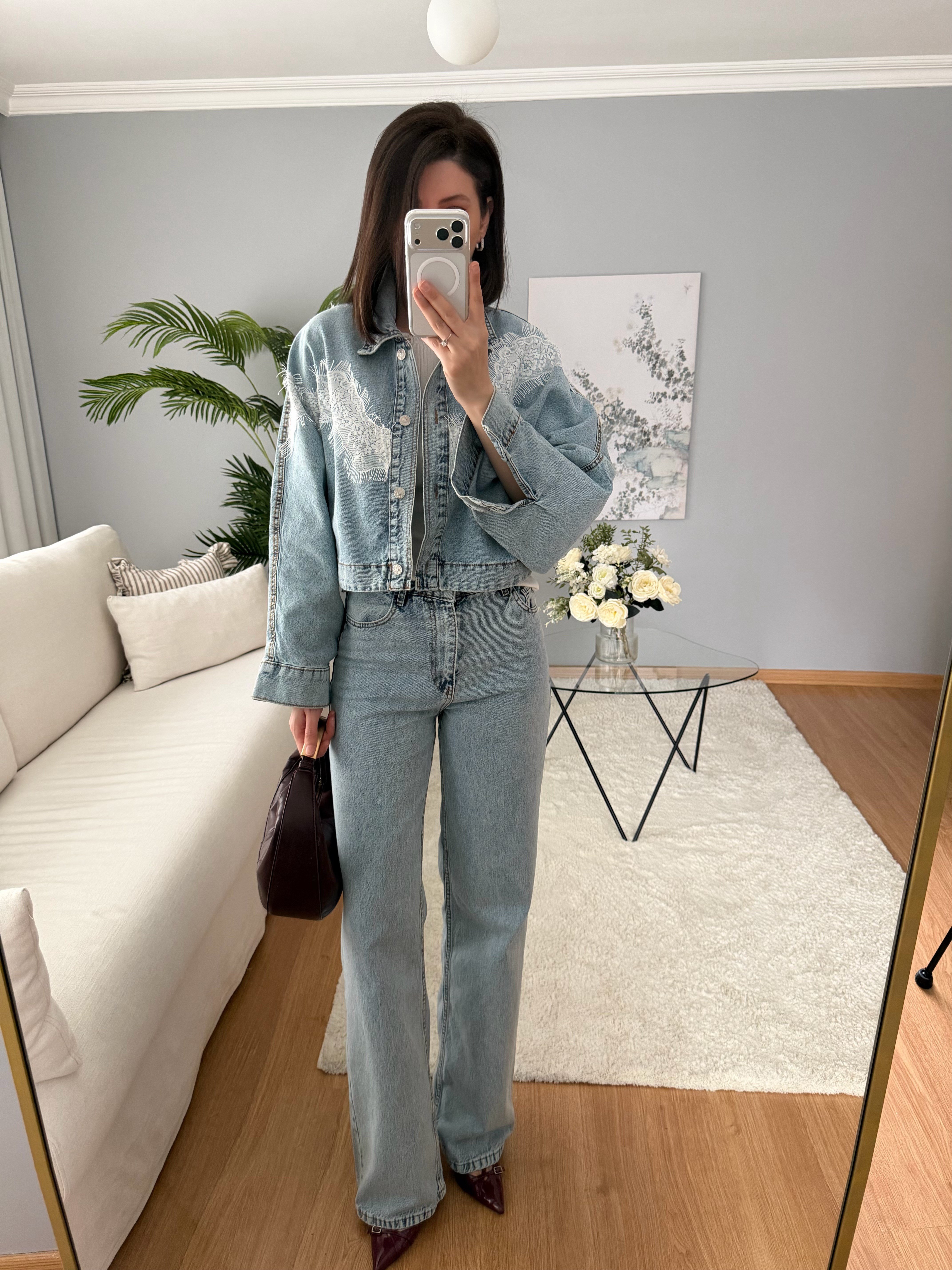 Dantel Denim Takım