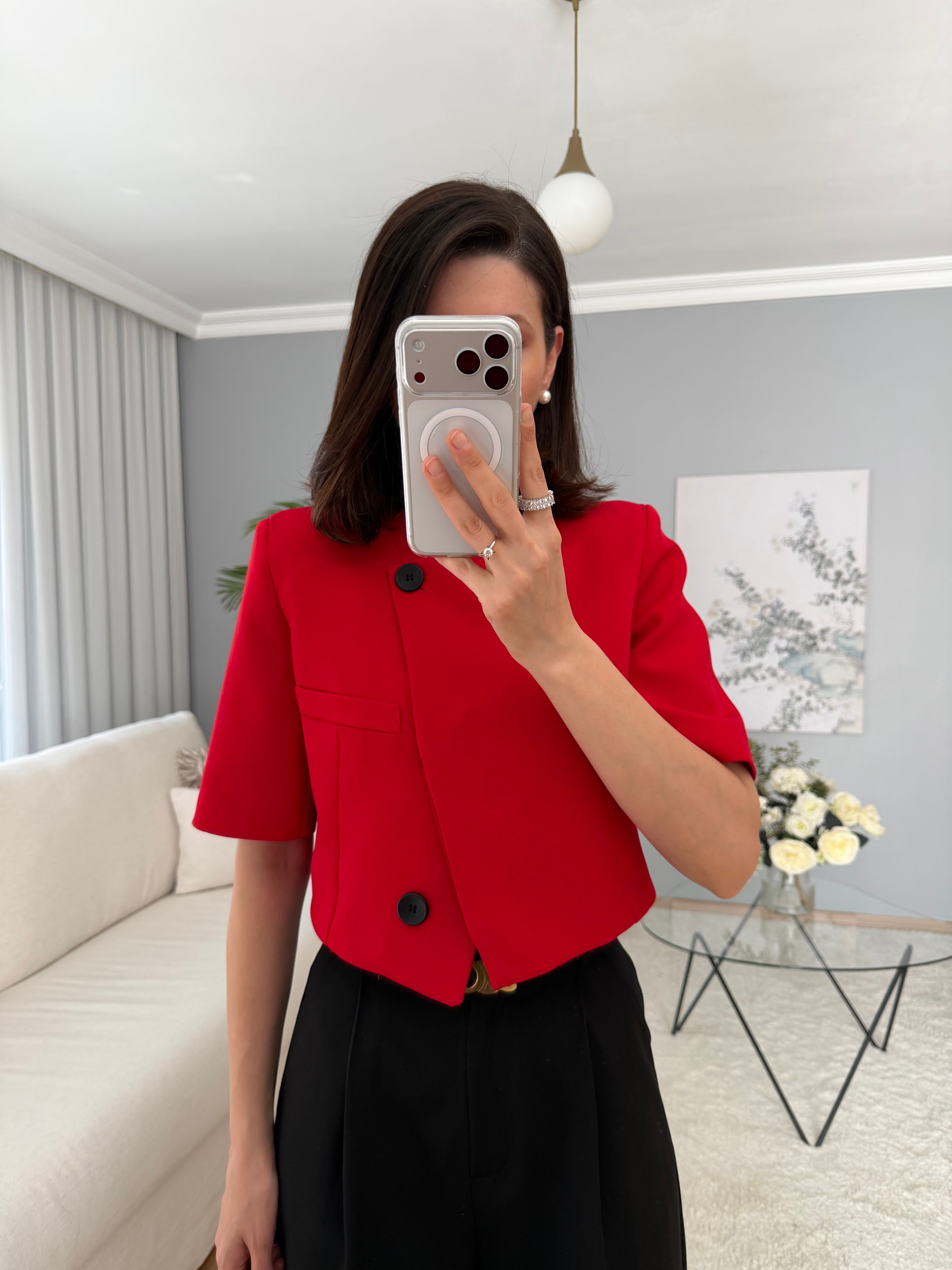 Dik Yaka Crop Ceket