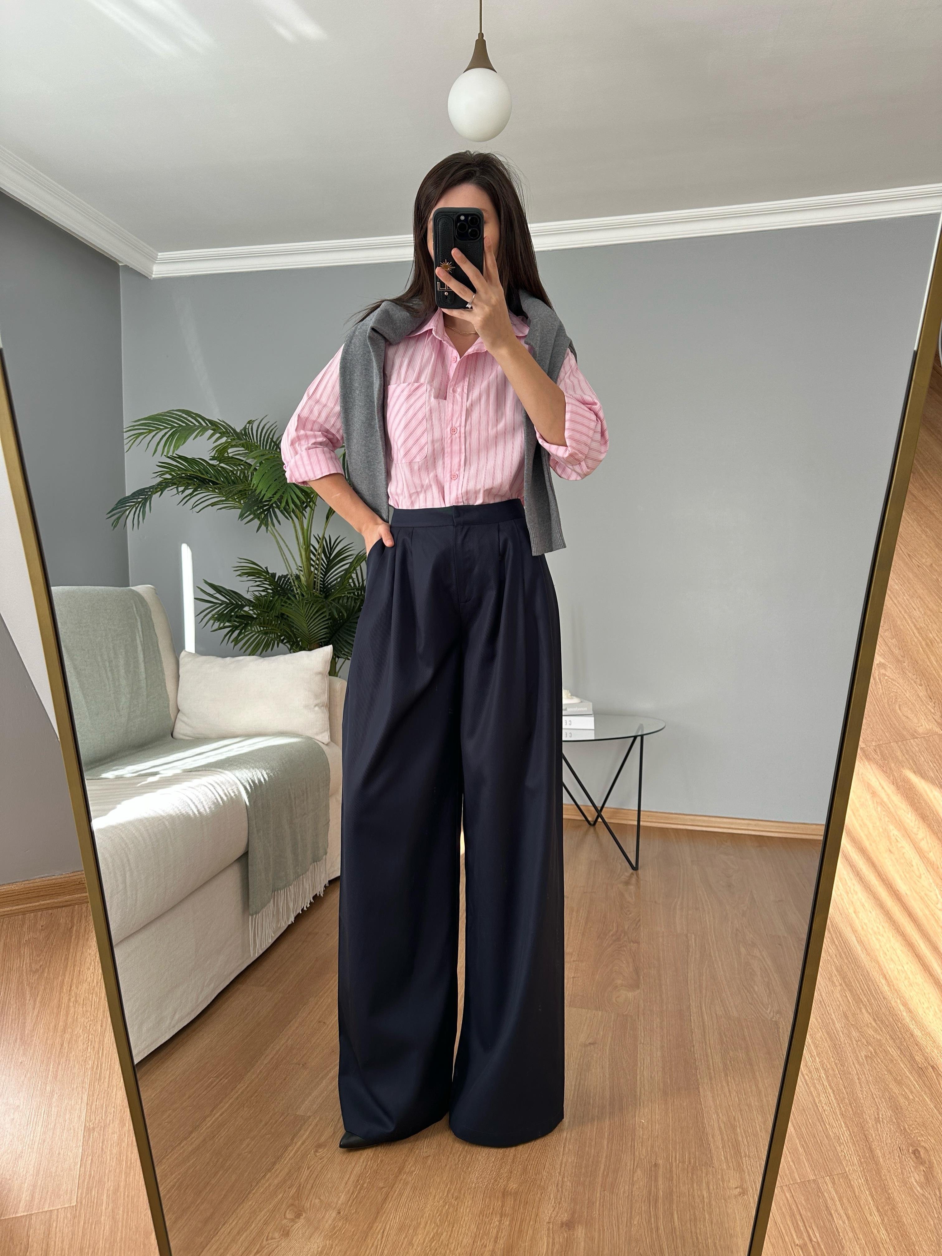 Geniş Paça Lacivert Pantolon