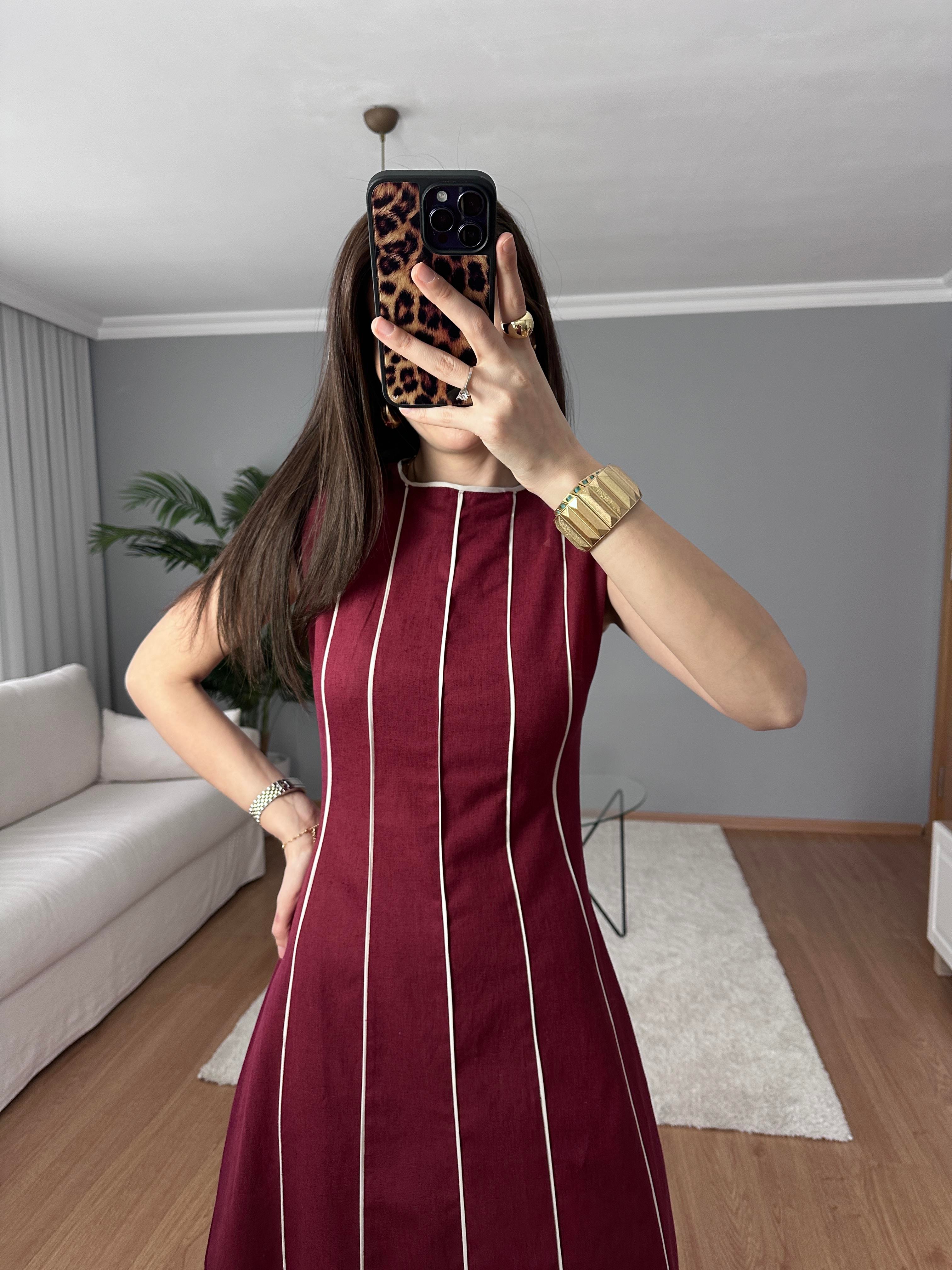 Vişne Çürüğü Keten Elbise