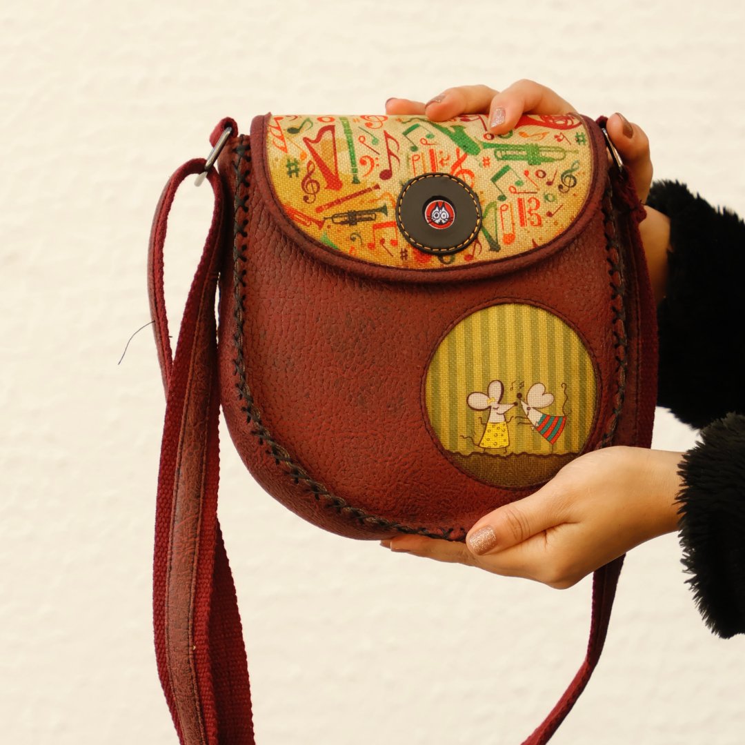 Dans Eden Fare Figürlü Çapraz Örgülü Kol Çantası Etnik Bohem Style - Bordo