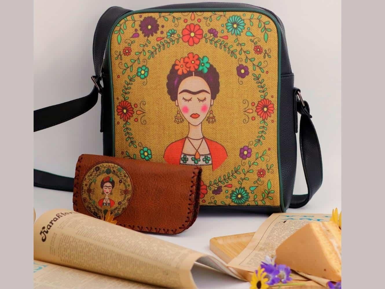 Frida Figürlü Büyük Postacı Kol Çantası Etnik Bohem Style Çanta Cüzdan KOMBİN