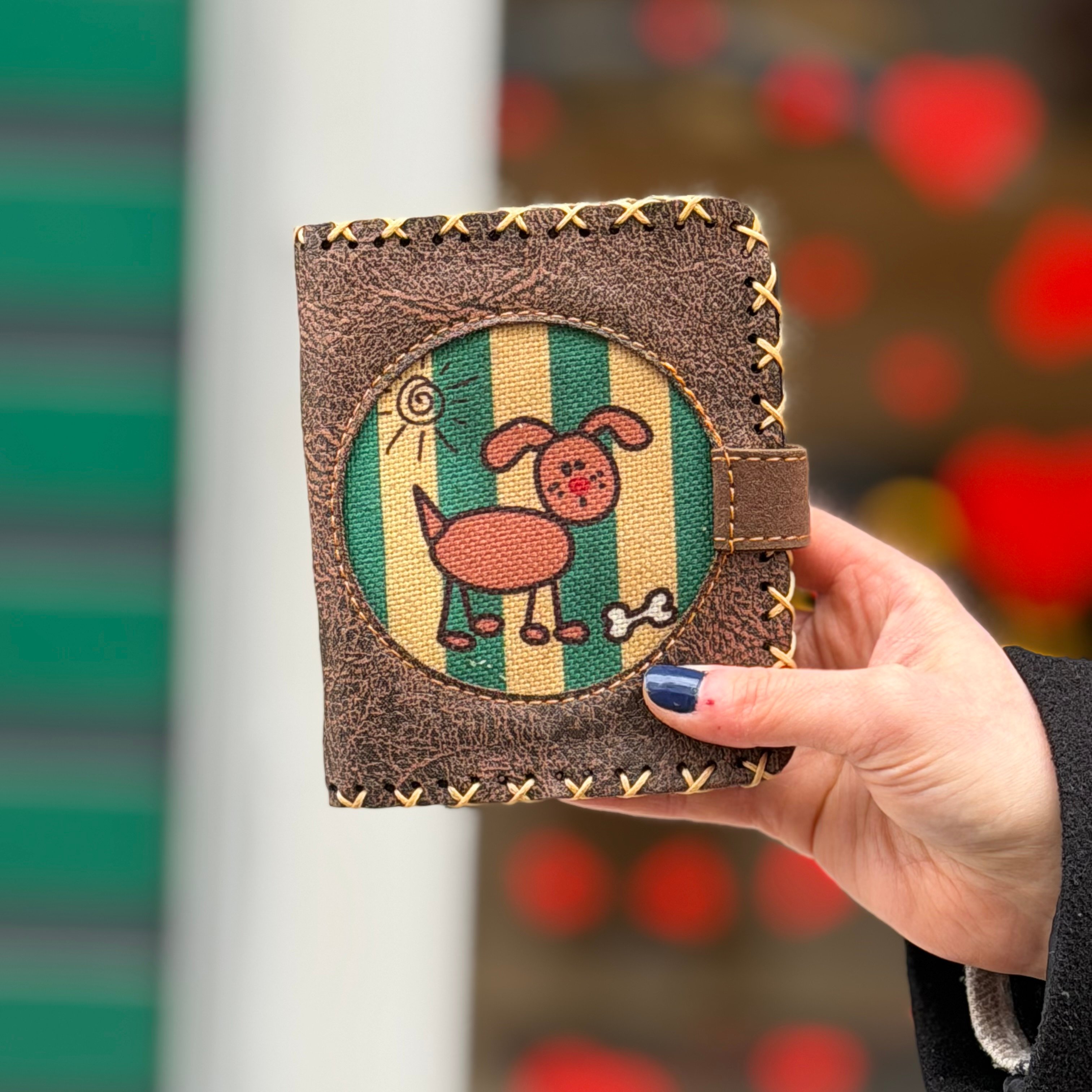 Köpek Kemik Figürlü Küçük Cüzdan Etnik Bohem Retro Style - KAHVE