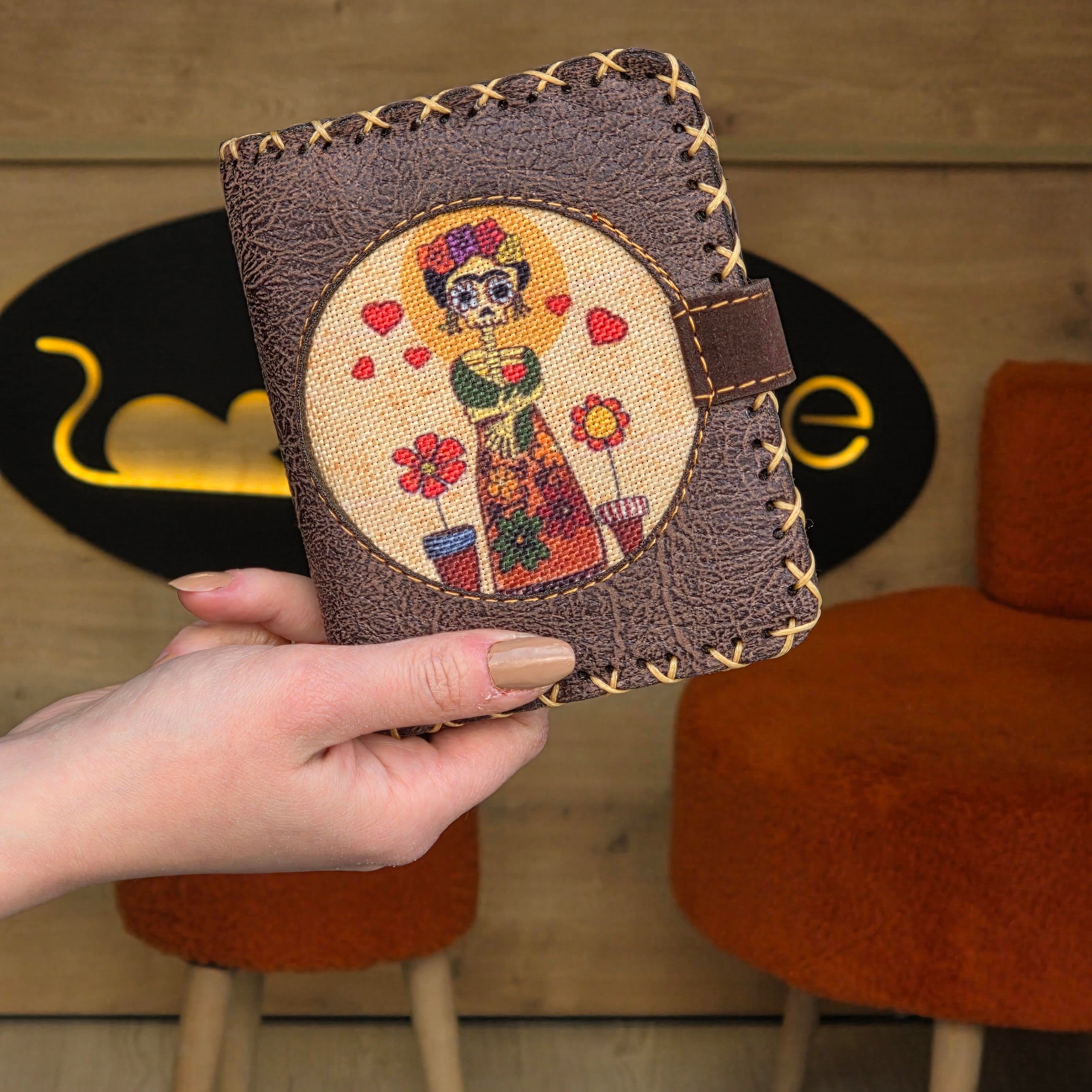 Mexican F. Kahlo Figürlü Küçük Cüzdan Etnik Bohem Retro Style - Kahve