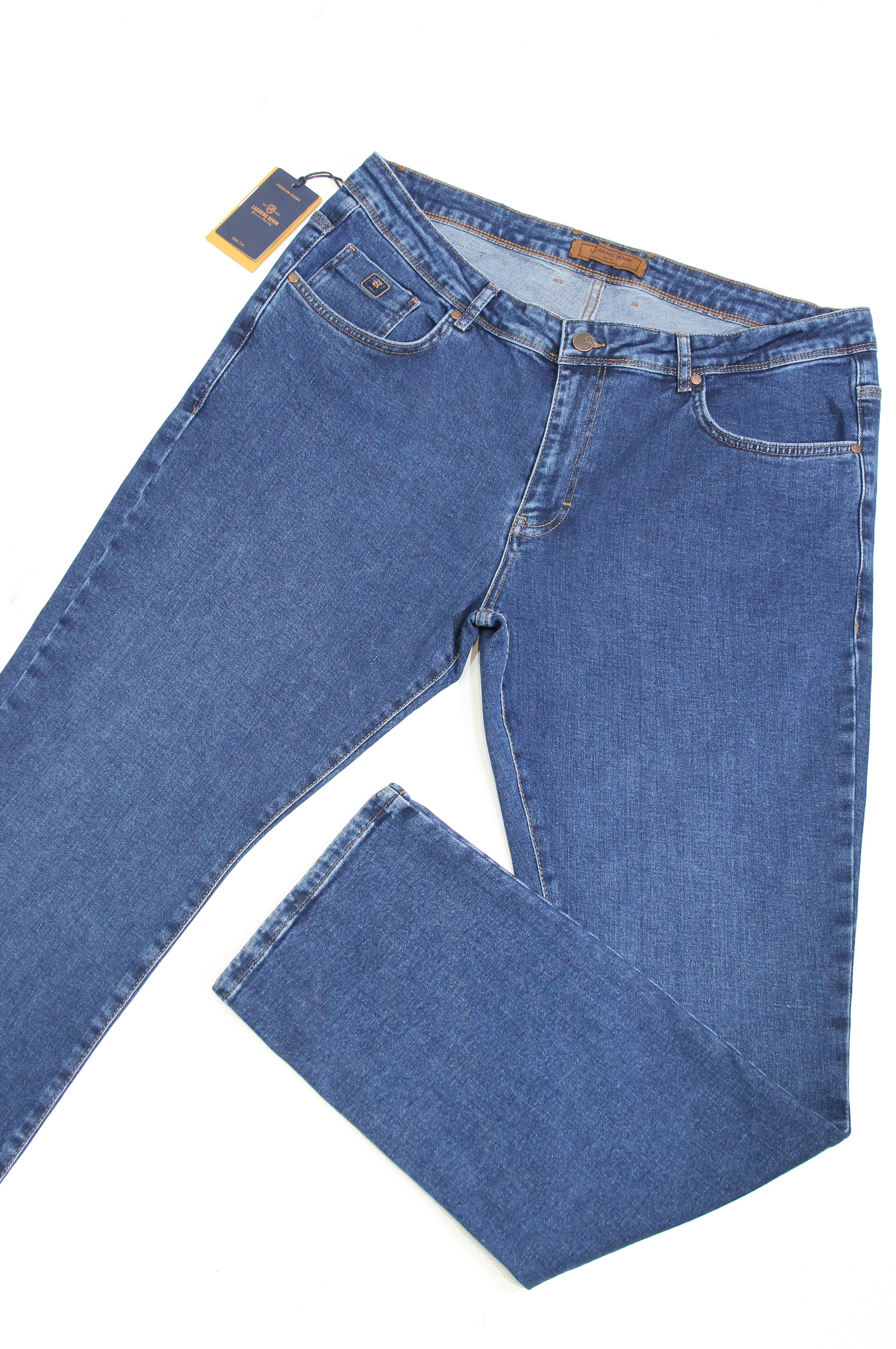 LACARINOYüksek Bel Battal Kesim Boru Paça Ocean Blue Erkek Jean Pantolon