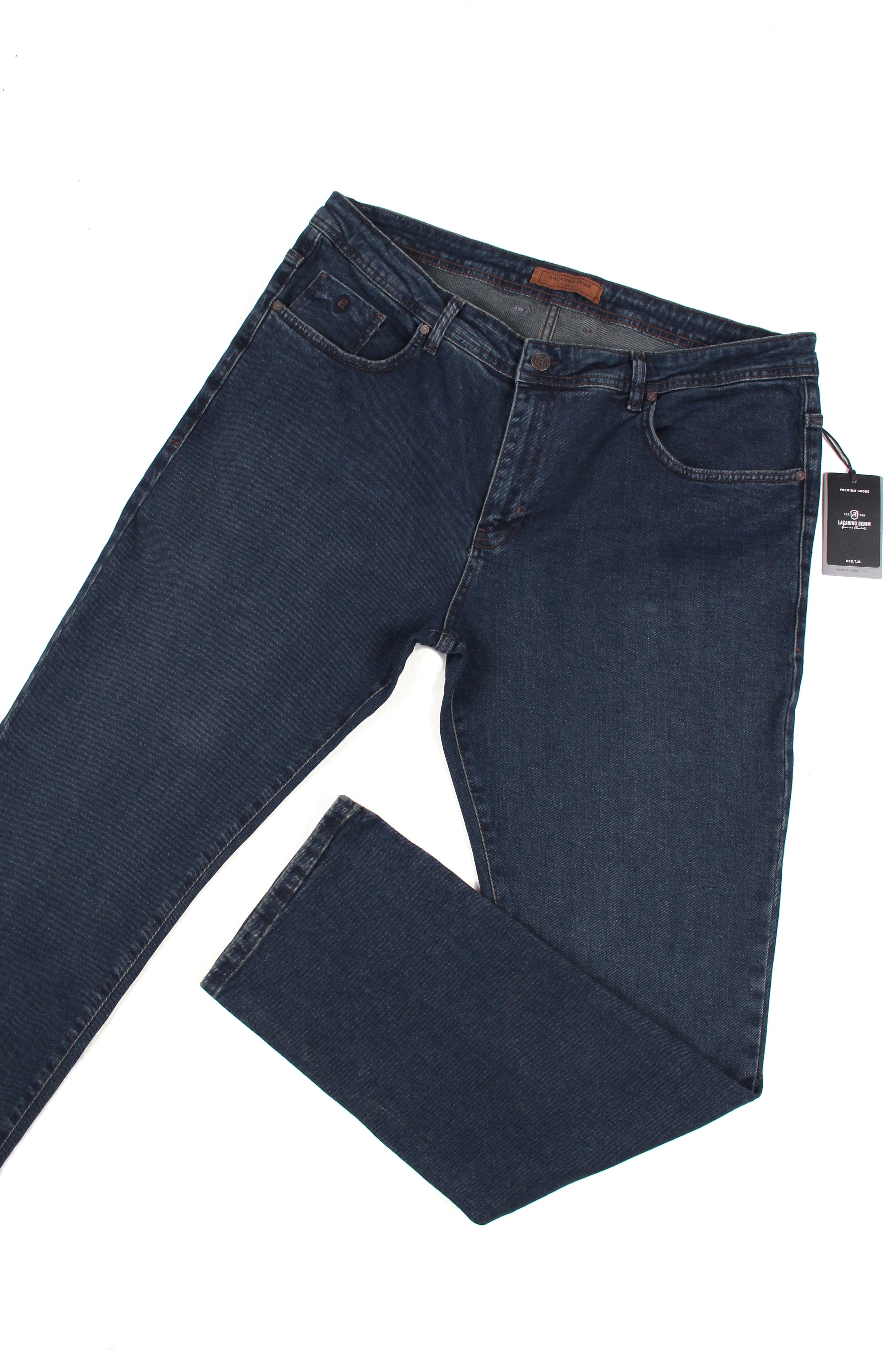 LACARINOYüksek Bel Battal Kalıp Dark Blue Tint  Erkek Jean Pantolon