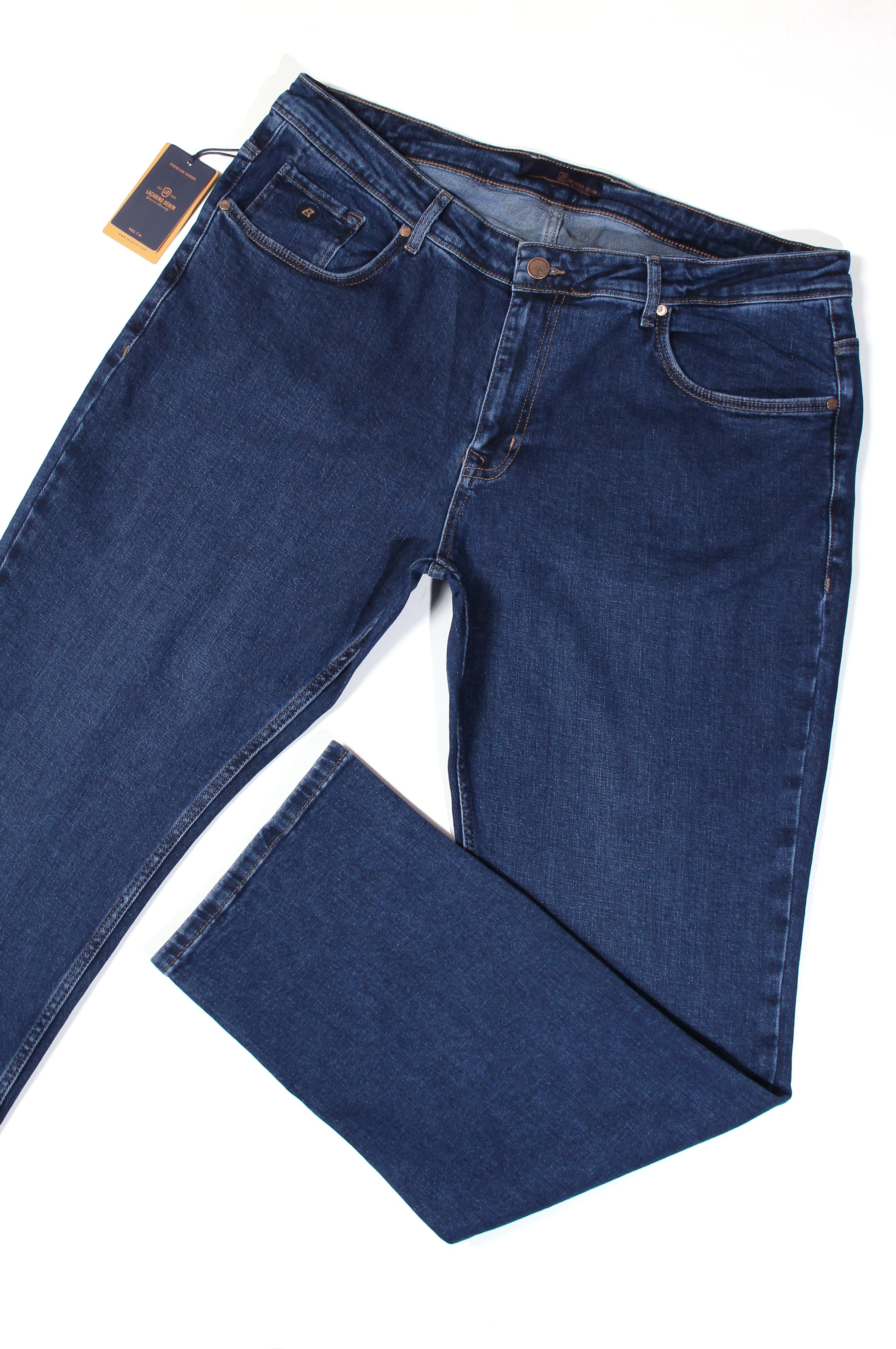 LACARINOErkek Yüksek Bel Battal Kesim Boru Paça Ocean Blue Jean Pantolon