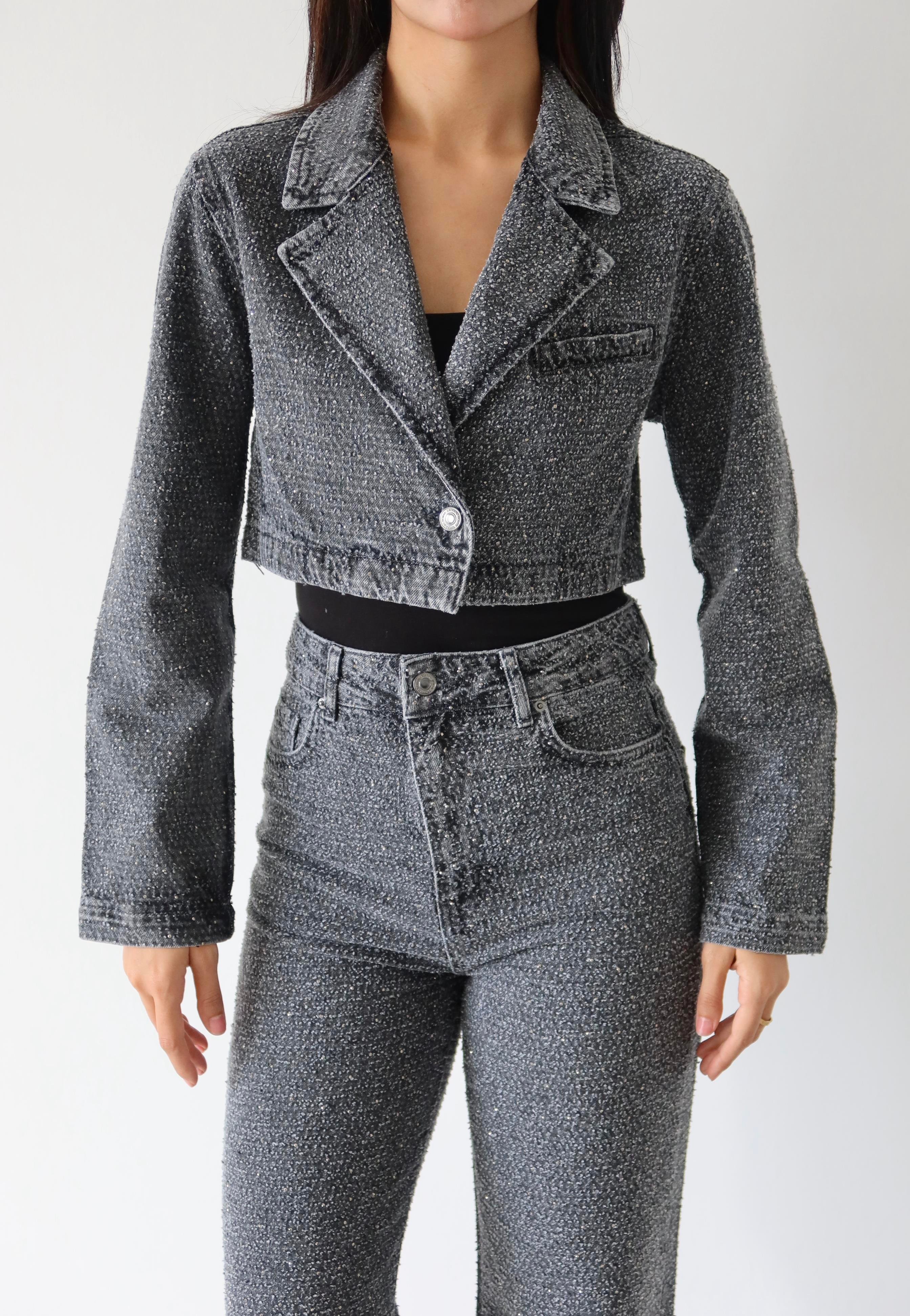LACARINOKadın Koyu Gri Taşlı Ceket