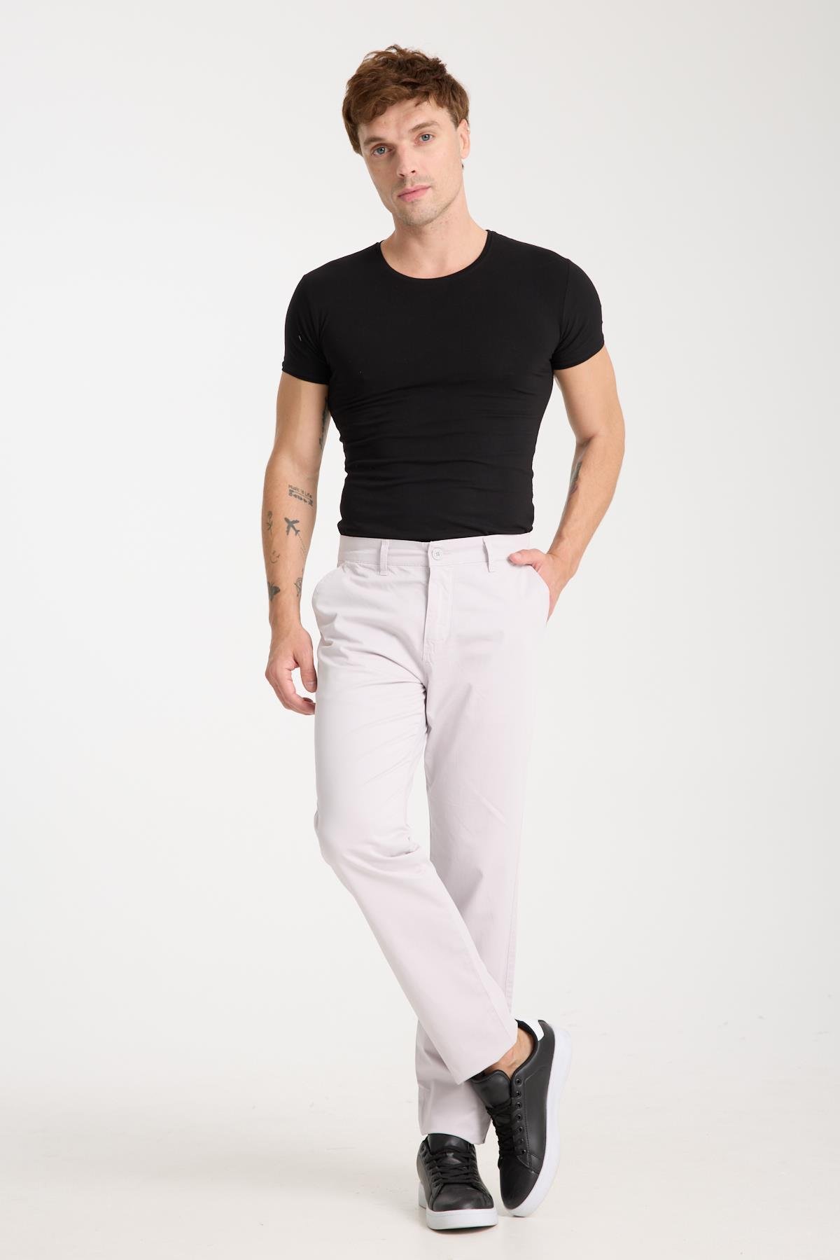 LACARINOErkek Yüksek Bel Boru Paça Paça Taş Chino Pantolon