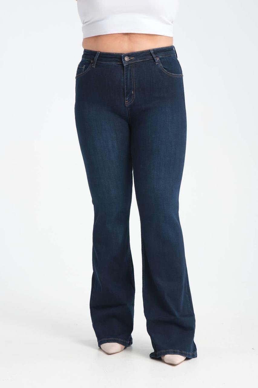 High Waisted Bell-bottom Dark Blue Jeans