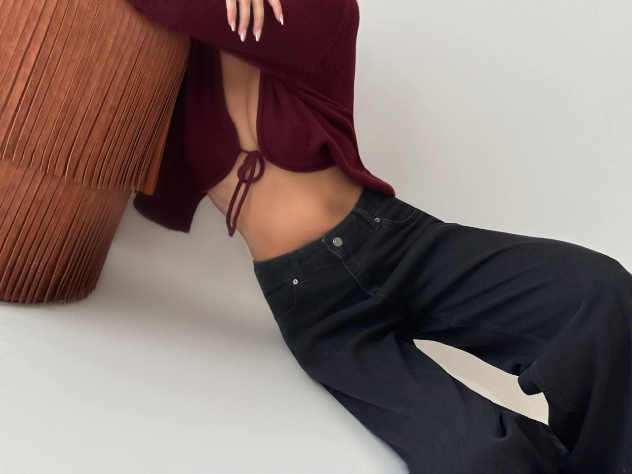 Extra Wide Leg Black Jean Trousers