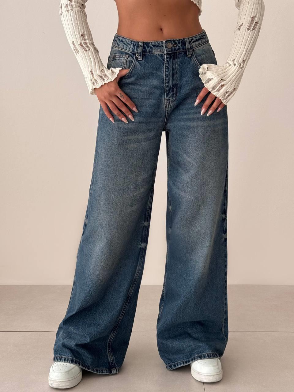 High Waist Wide Leg Blue Tint Wide Leg Jeans