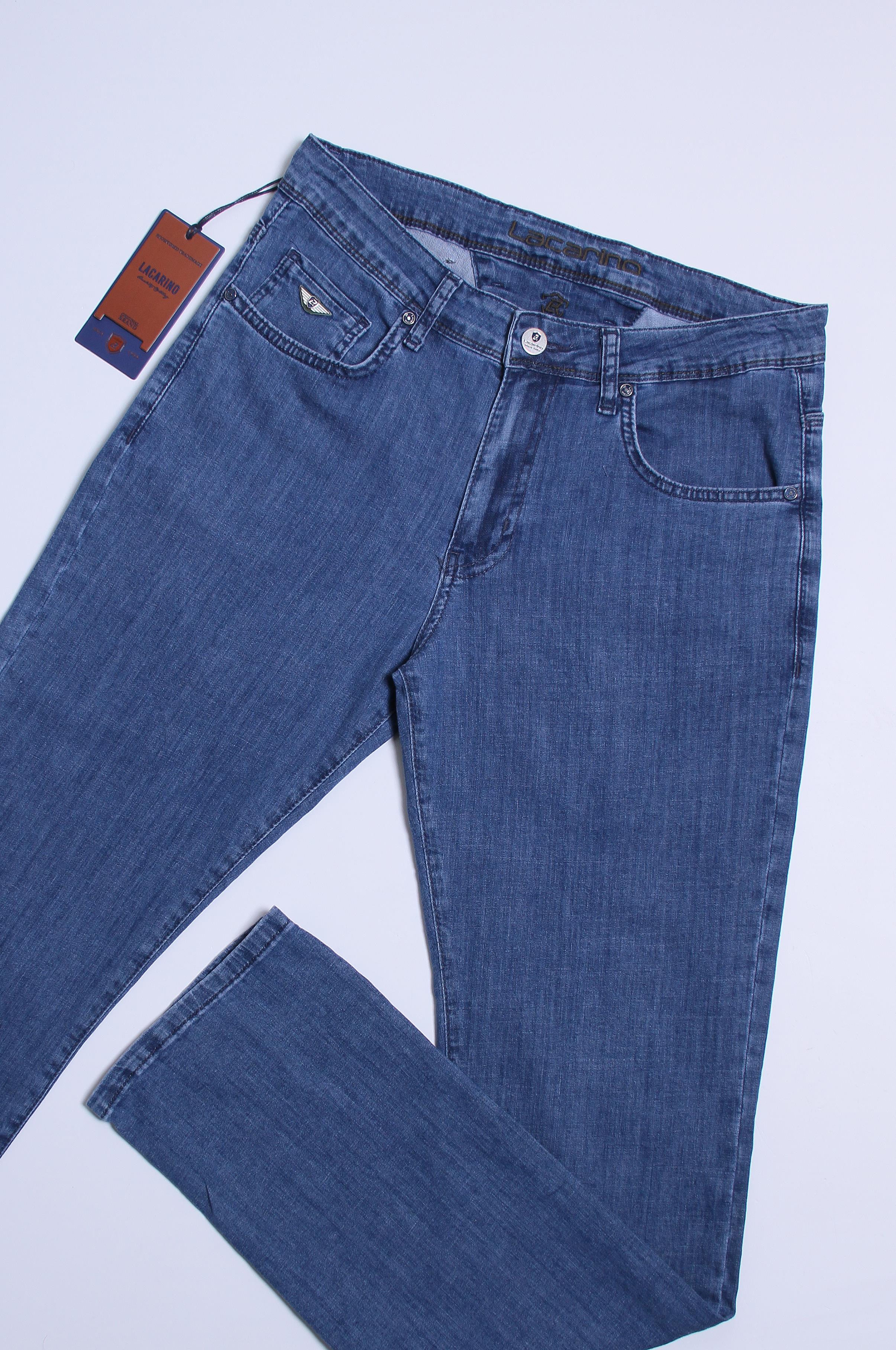 High Waist Half Pipe Leg Blue Jeans