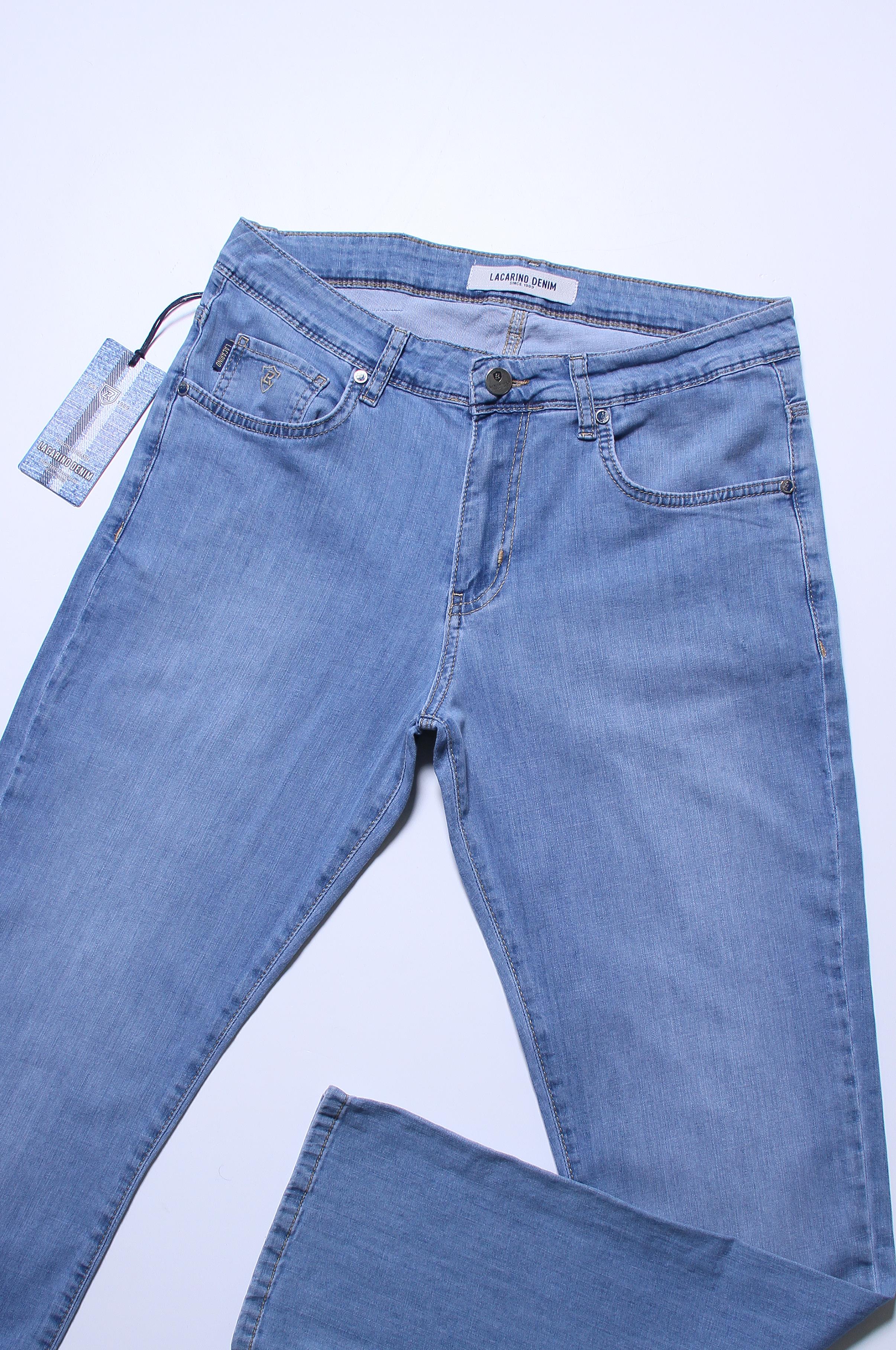 High Waist Half Pipe Leg Blue Jeans