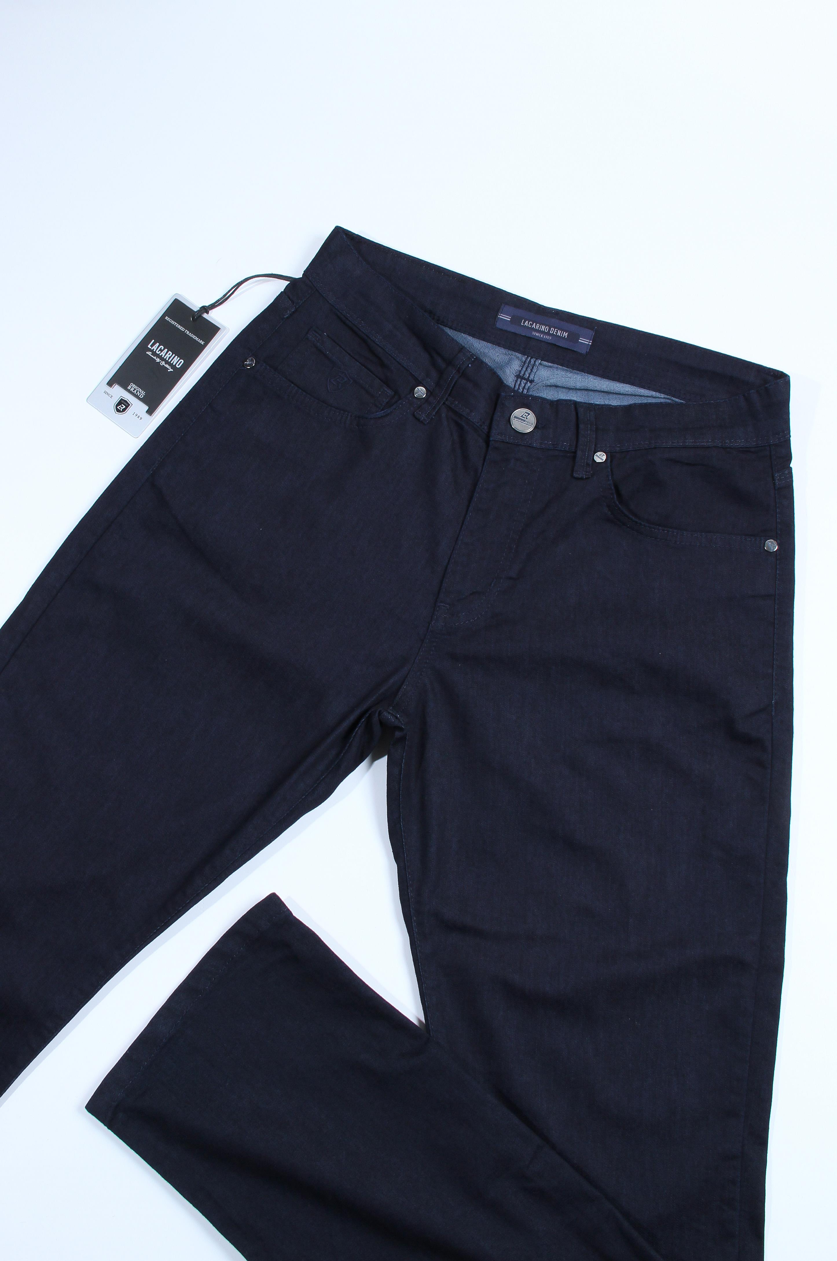 High Waist Half Pipe Leg Navy Blue Jeans
