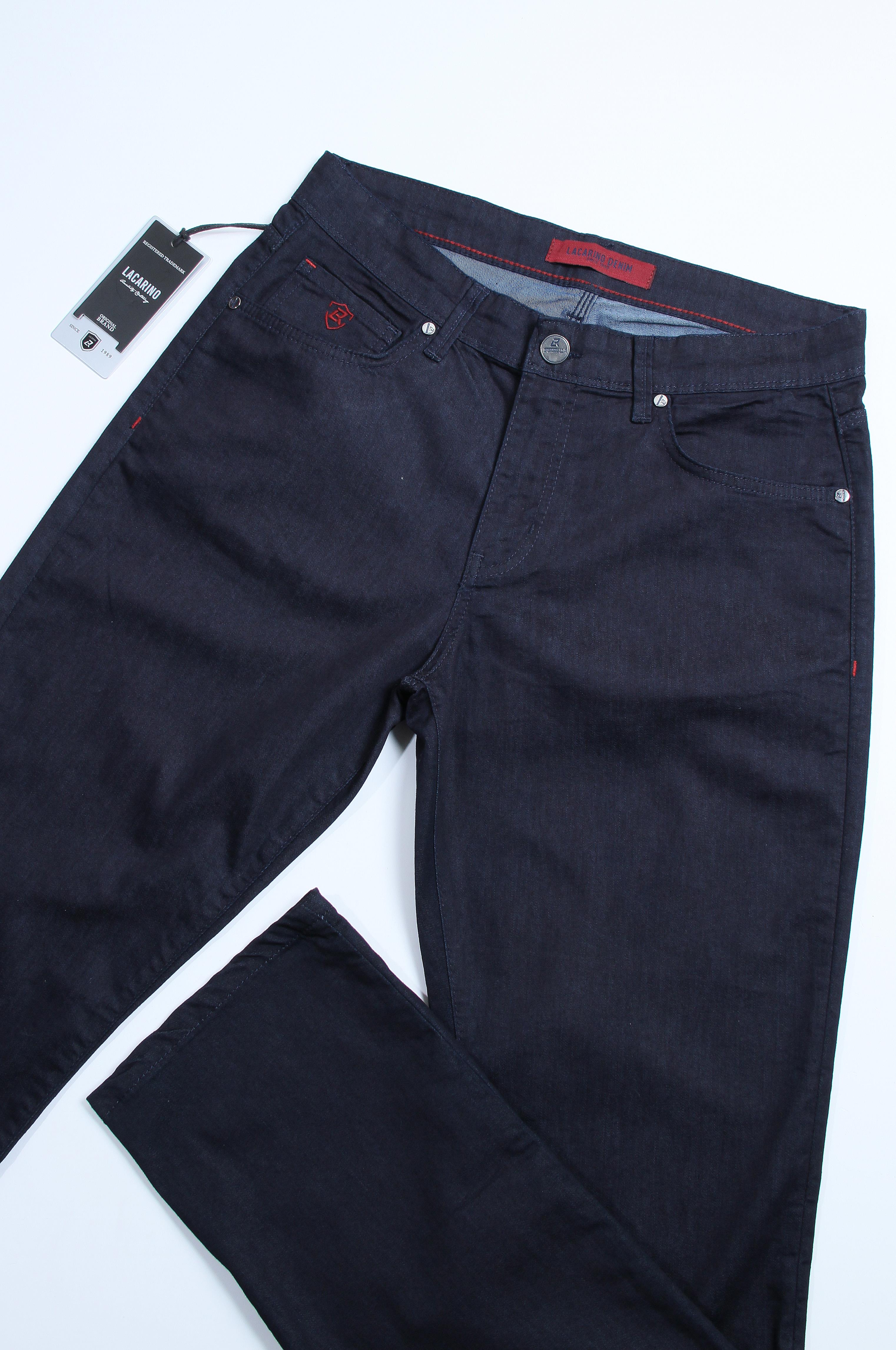 High Waist Half Pipe Leg Navy Blue Jeans