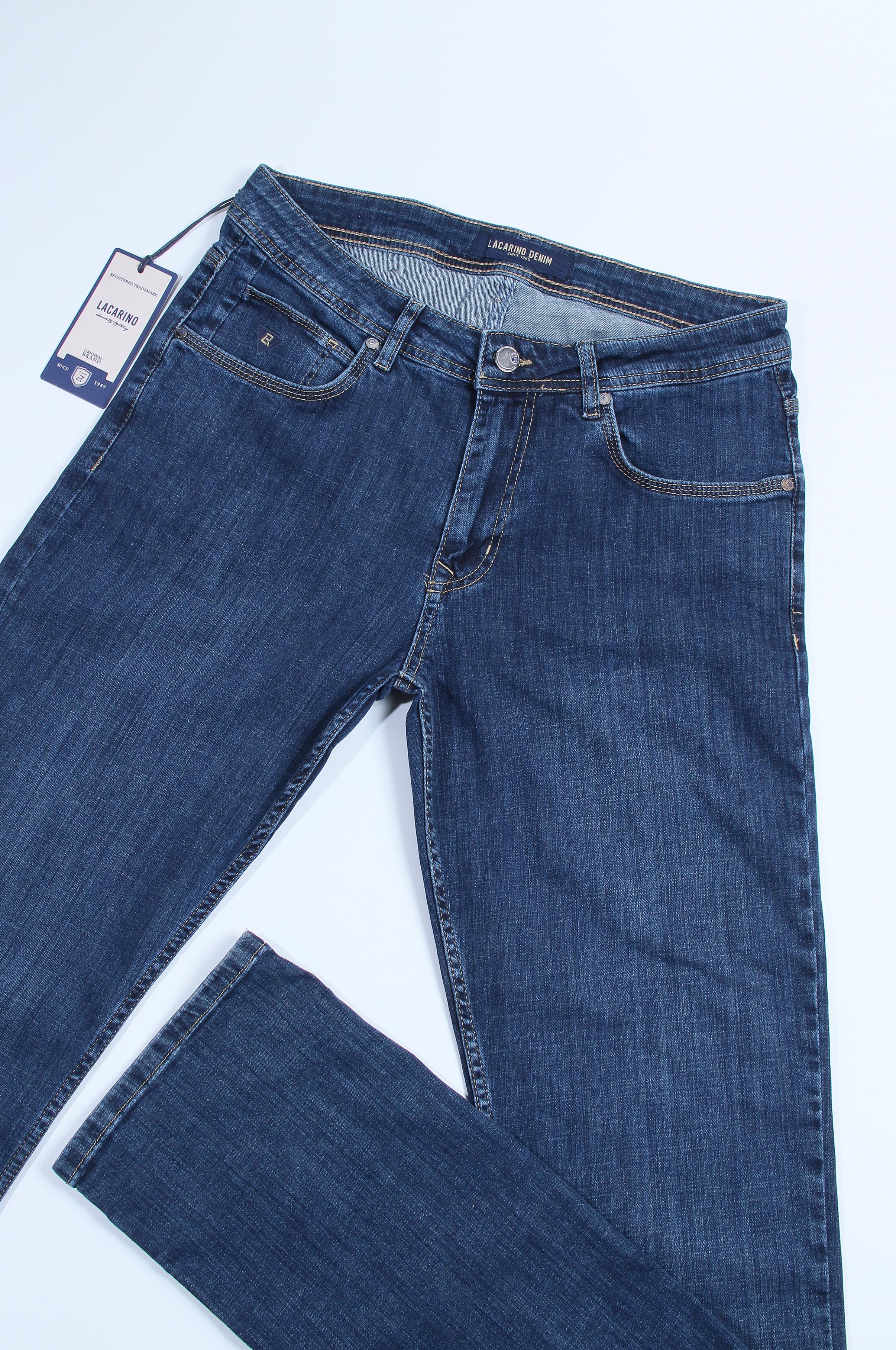 High Waist Half Pipe Leg Dark Blue Men's Jeans