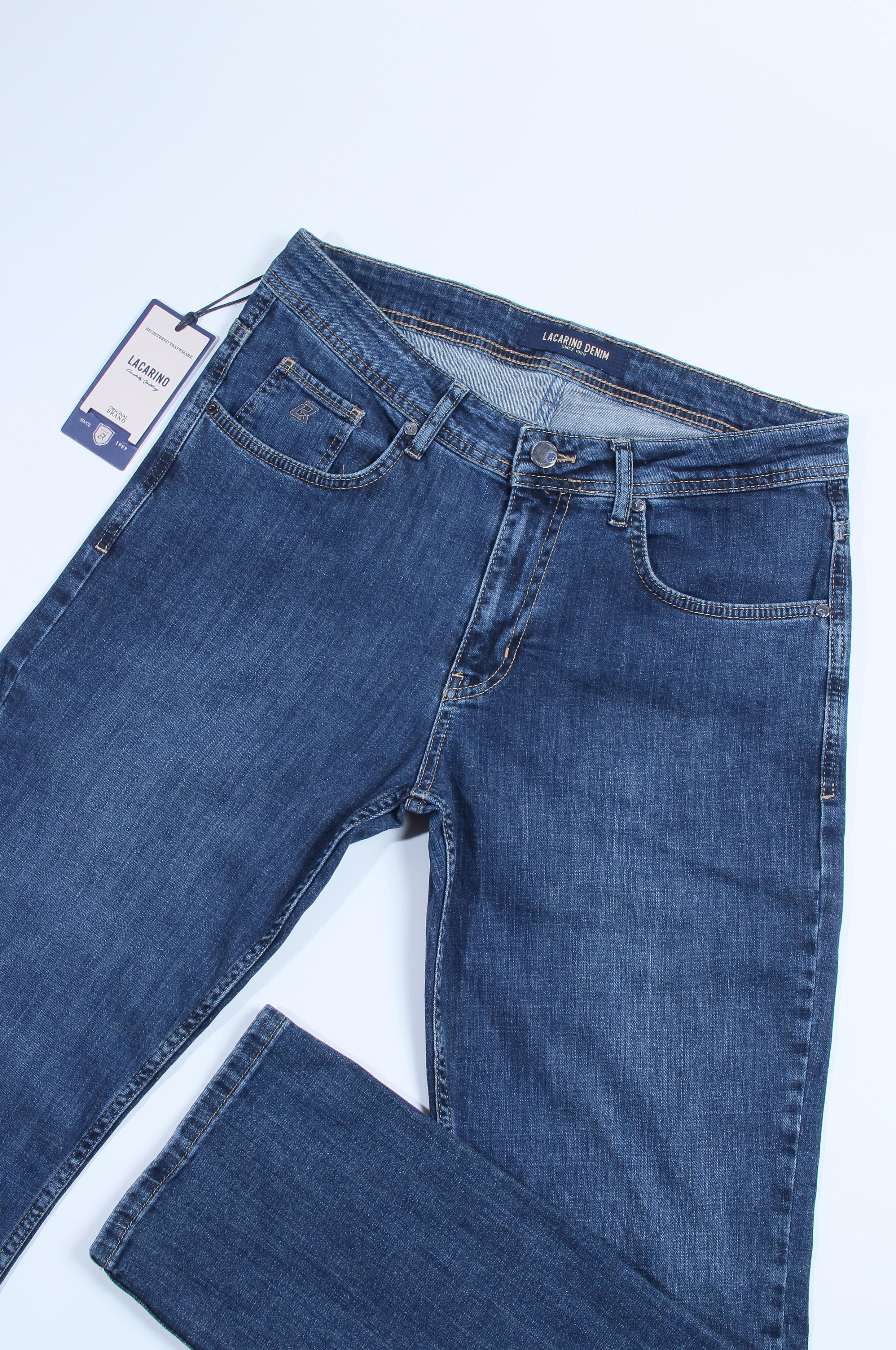 High Waist Tubular Leg Dark Blue Jeans