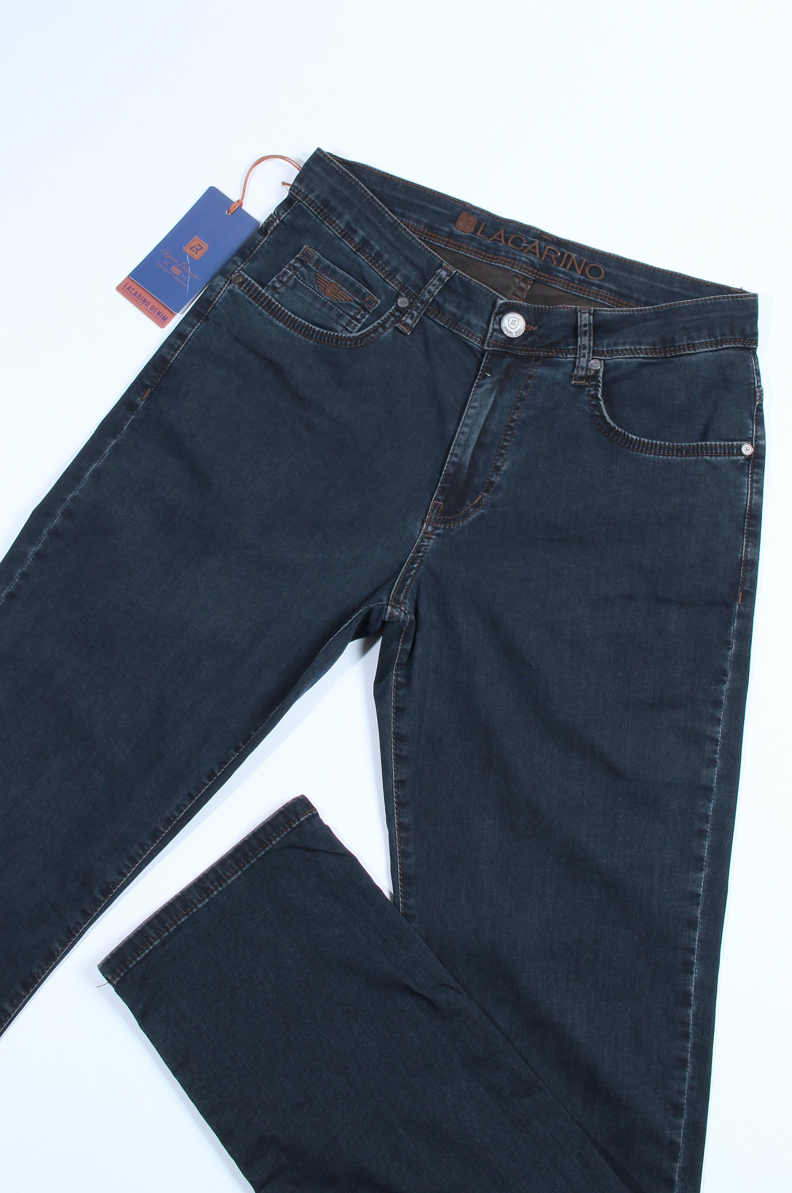 High Waist Half Pipe Leg Blue Brown Jeans