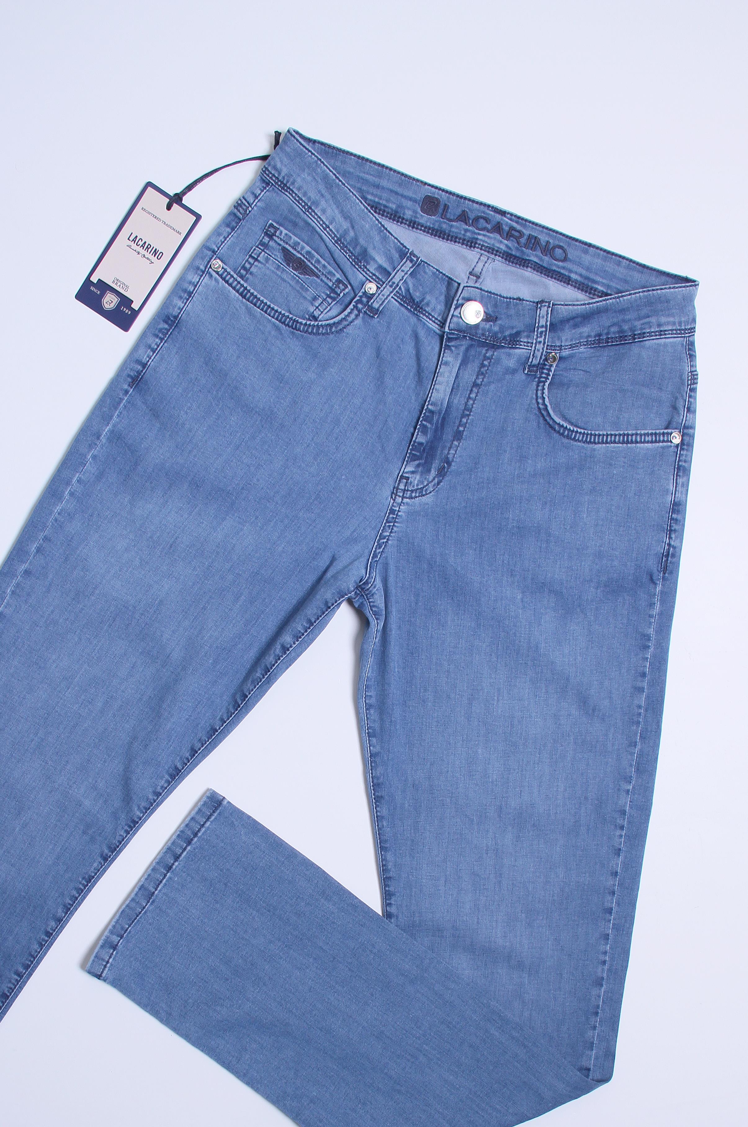 High Waist Half Pipe Leg Blue Jeans