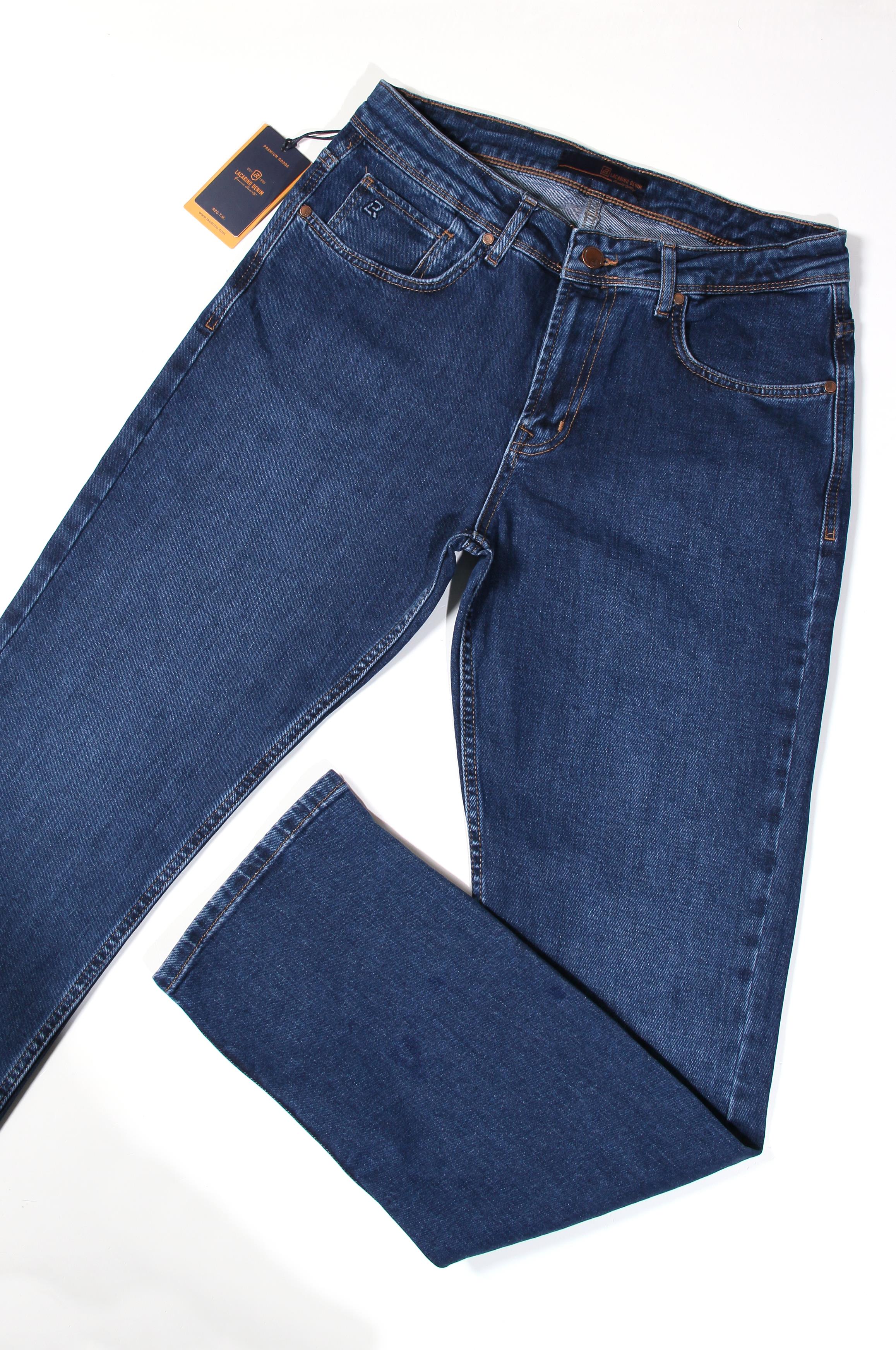 LACARINOErkek Yüksek Bel Yarım Boru Paça Charp Blue Jean Pantolon