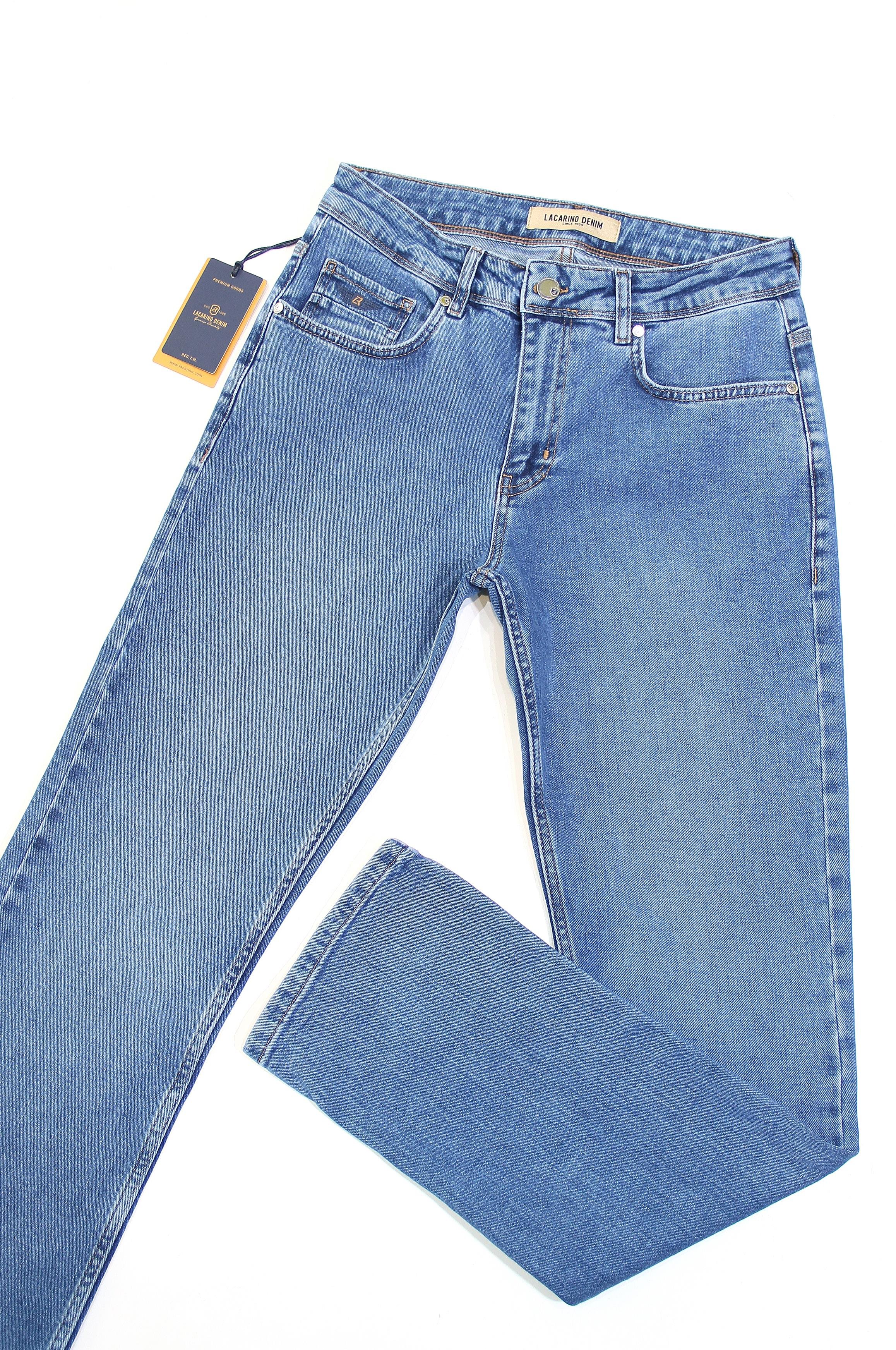 LACARINOYüksek Bel Boru Paça Blue Erkek Jean Pantolon