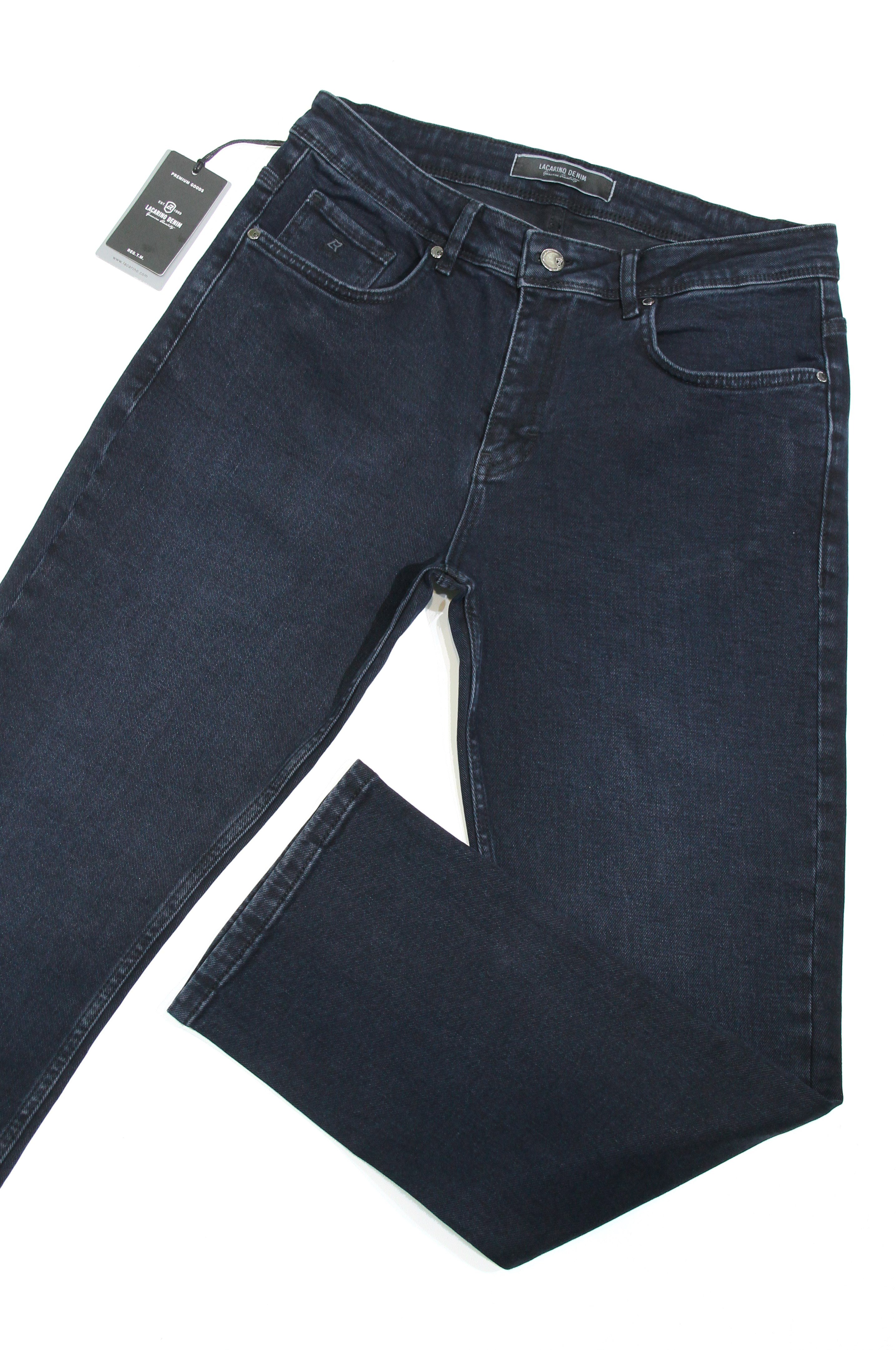 LACARINOYüksek Bel Boru Paça Blue Black Erkek Jean Pantolon