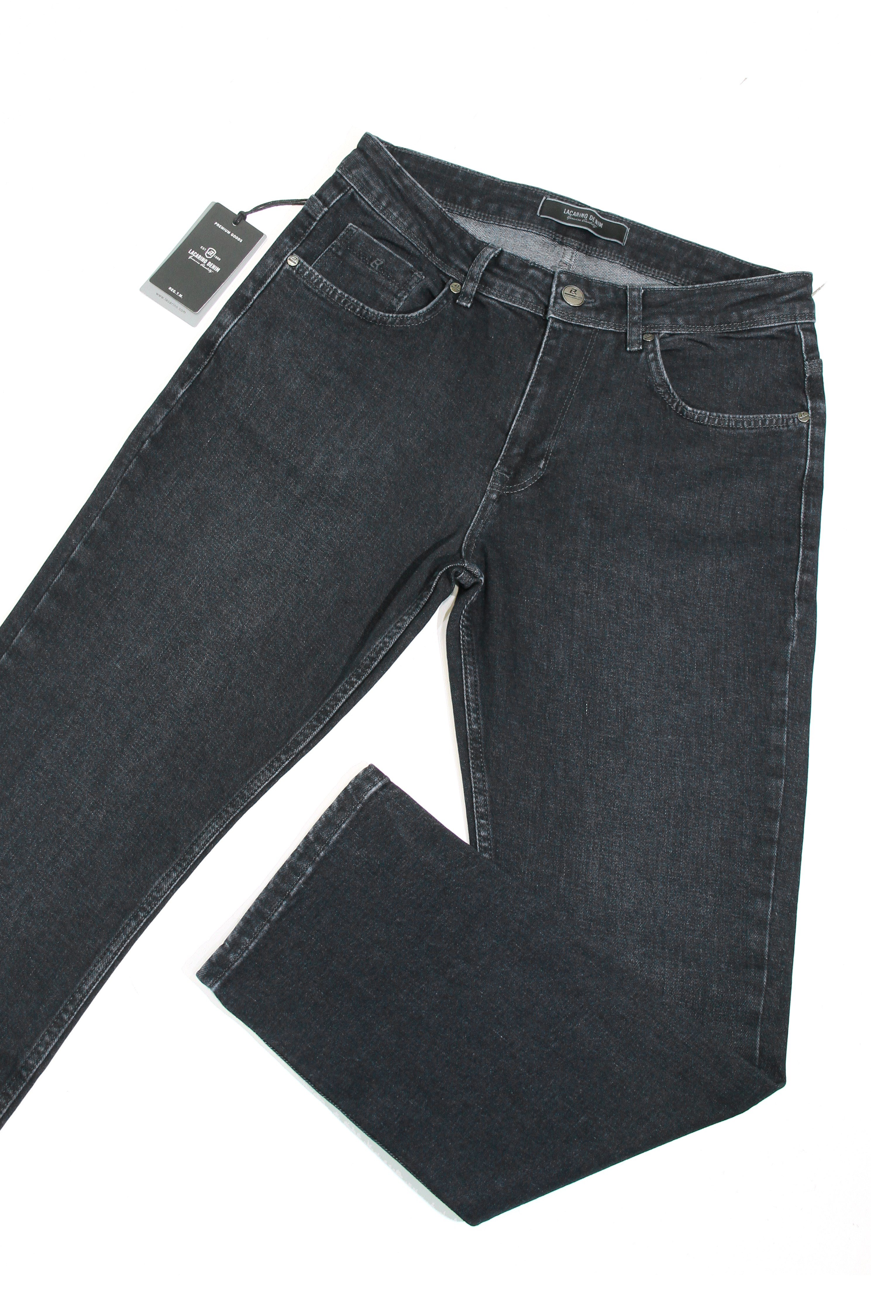 LACARINOYüksek Bel Boru Paça Ebony Black Erkek Jean Pantolon