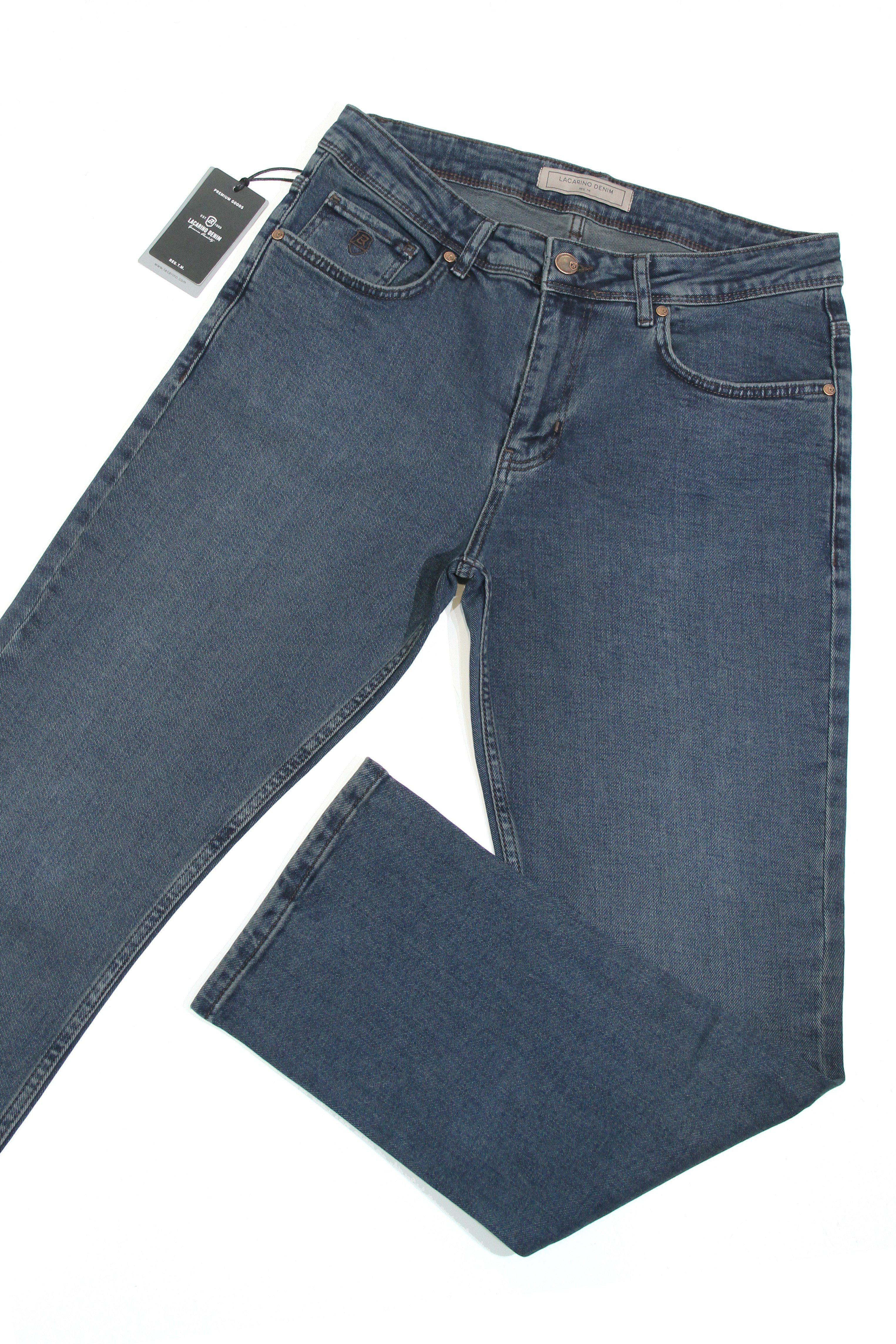 LACARINOYüksek Bel Boru Paça Dark Blue Tint Erkek Jean Pantolon