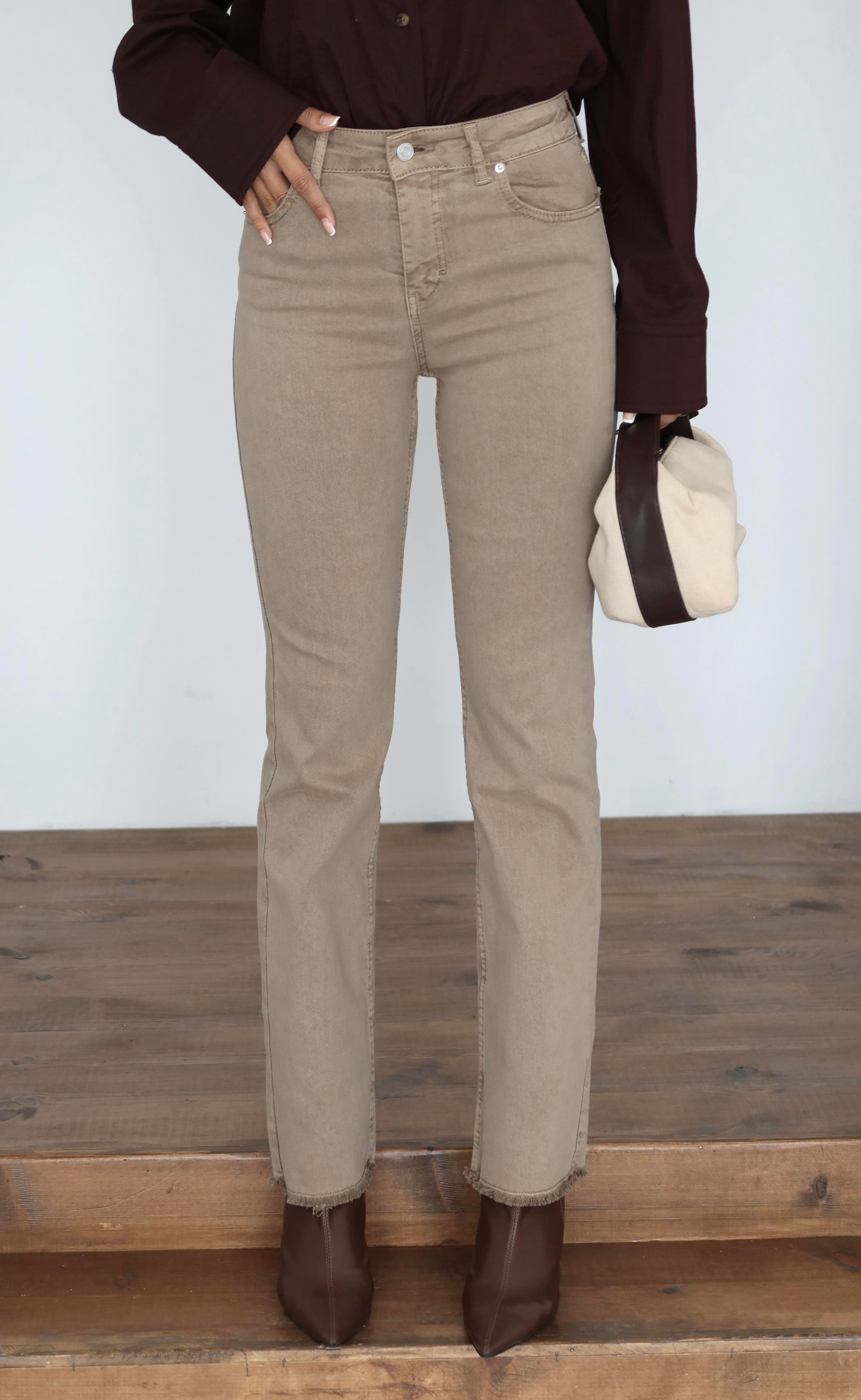 LACARINOYüksek Bel Paça Pis Dikiş Detaylı Vizon Jean Pantolon