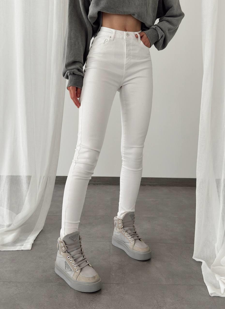 Women's High Waist Skinny Leg White Mira Jeans